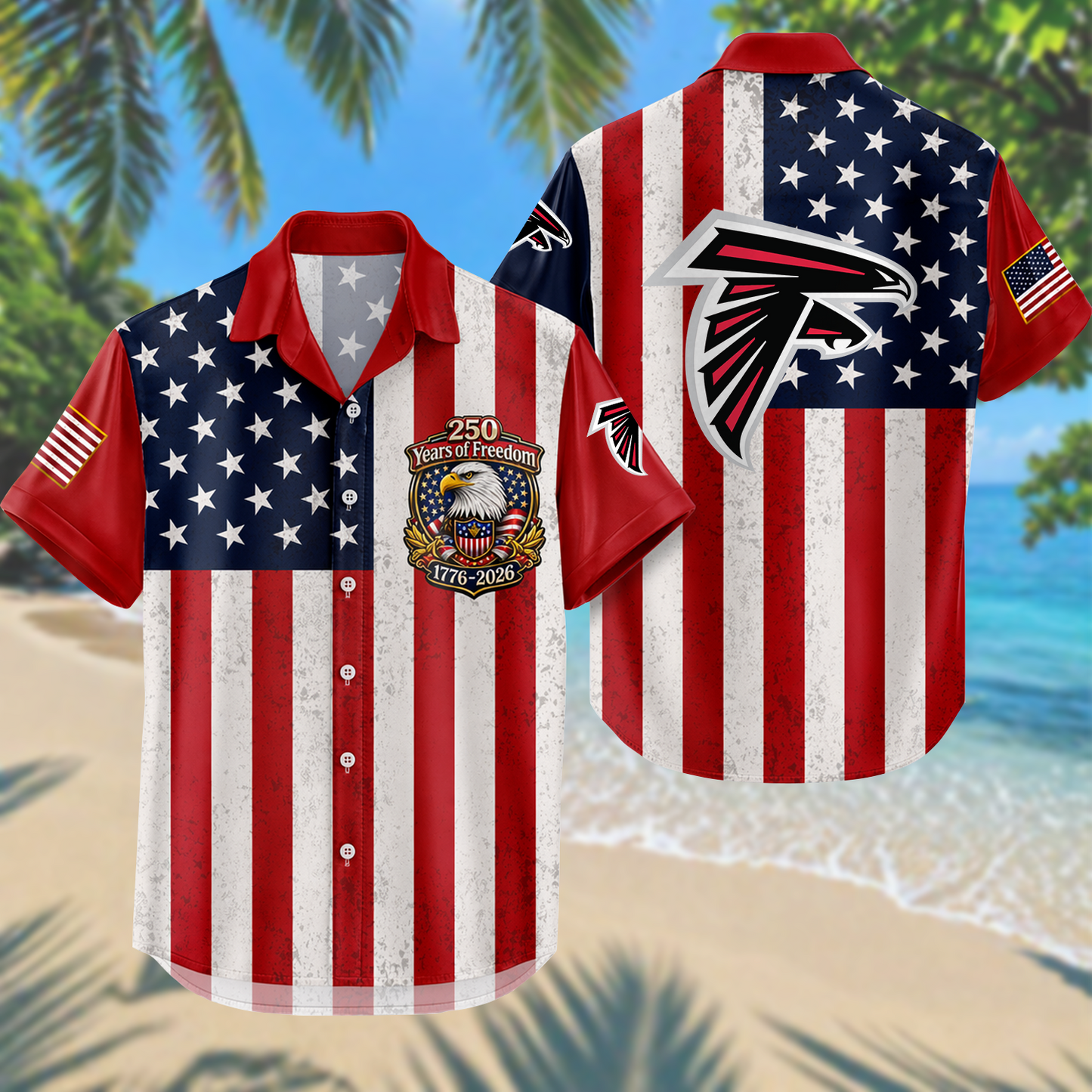 ATL x NFL USA Flag 250 Years Independence 1776–2026 Hawaiian Shirt 2104 DatND DVT