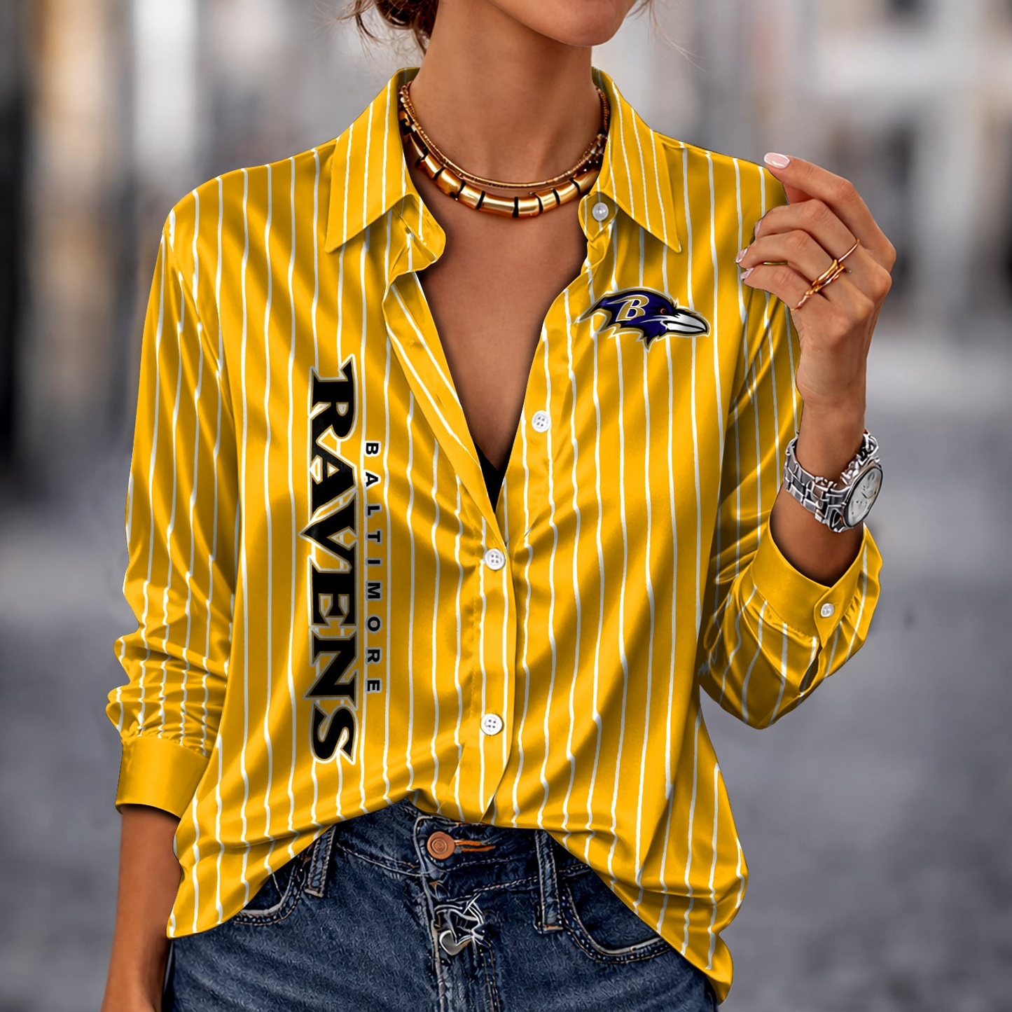 BAL x NFL Premium Stripe Shirt DATND TANTD 010426 Yellow