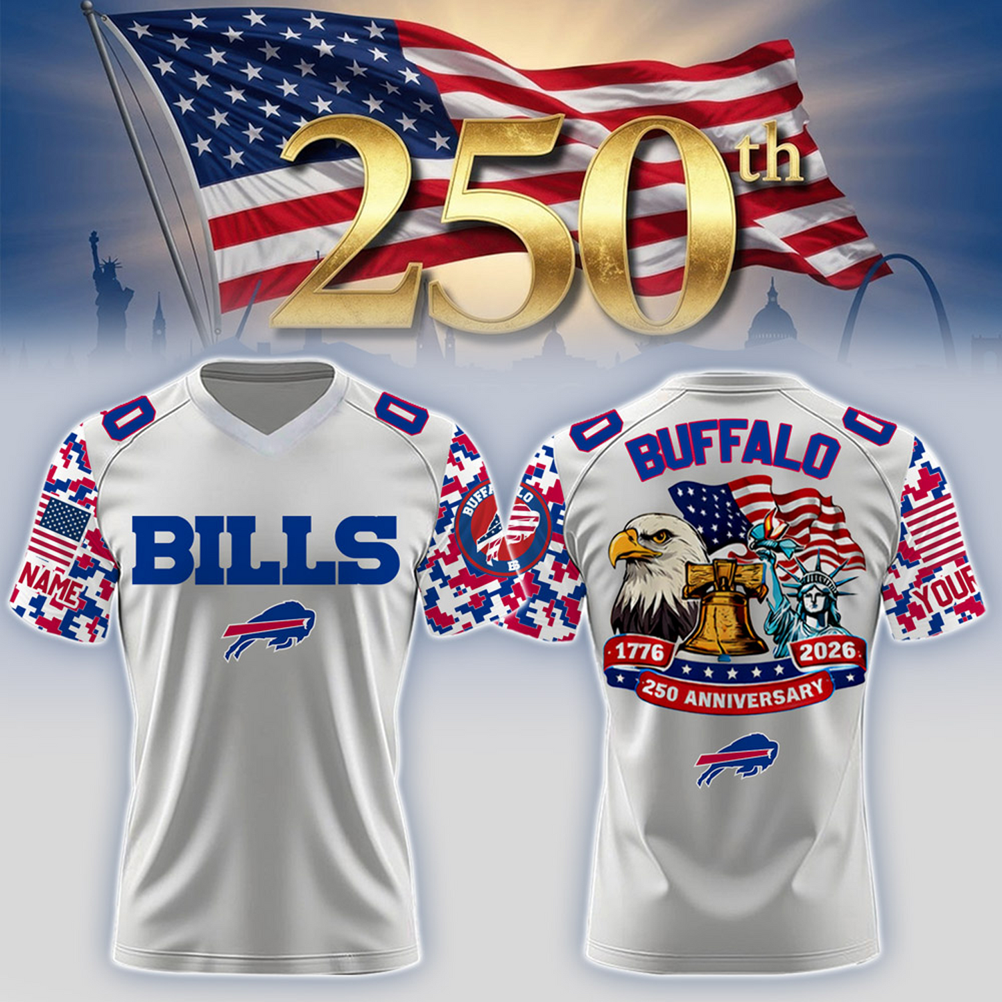 BUF x 250th Years USA Anniversary-V-neck Short Sleeve Jersey DATND TANTD