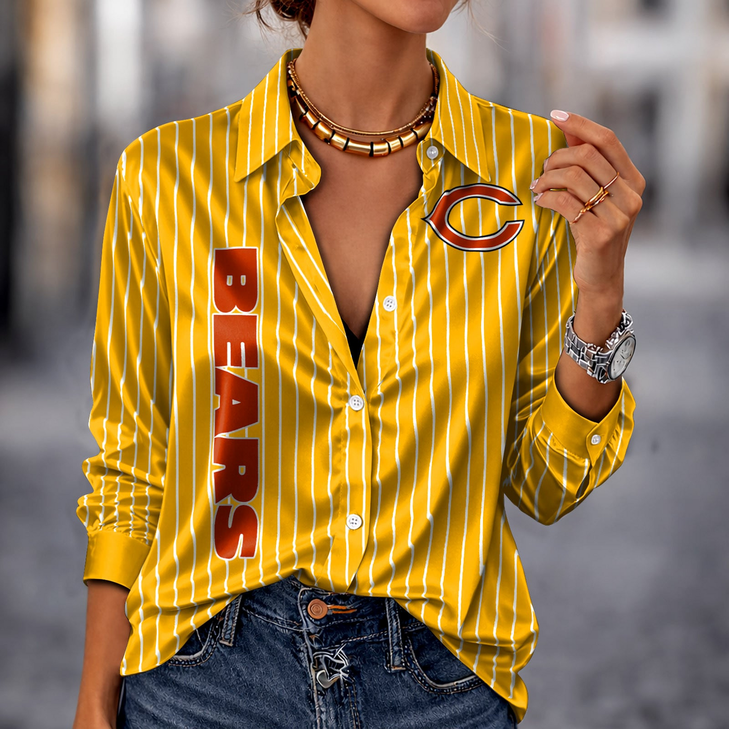CHI x NFL Premium Stripe Shirt DATND TANTD 010426 Yellow