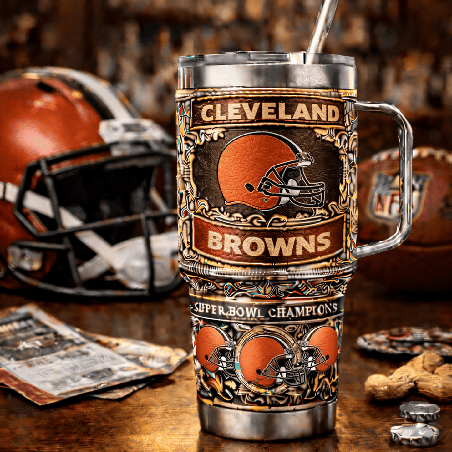 CLE x NFL 40oz Insulated Tumbler With Handle – Premium Fan Edition 0605 DatND DVT