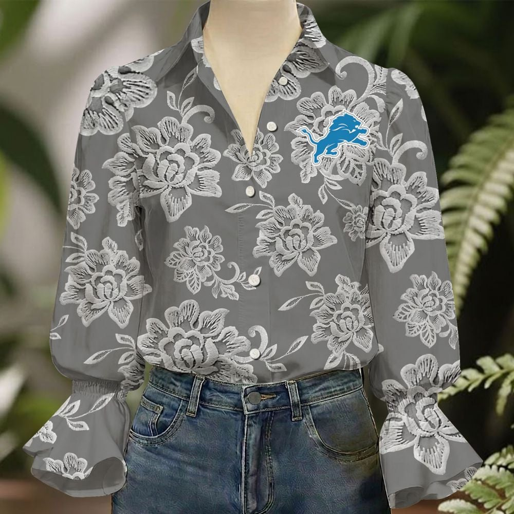 DET x NFL 3D Collared Lace Long Sleeved Shirt 2004 DatND DVT
