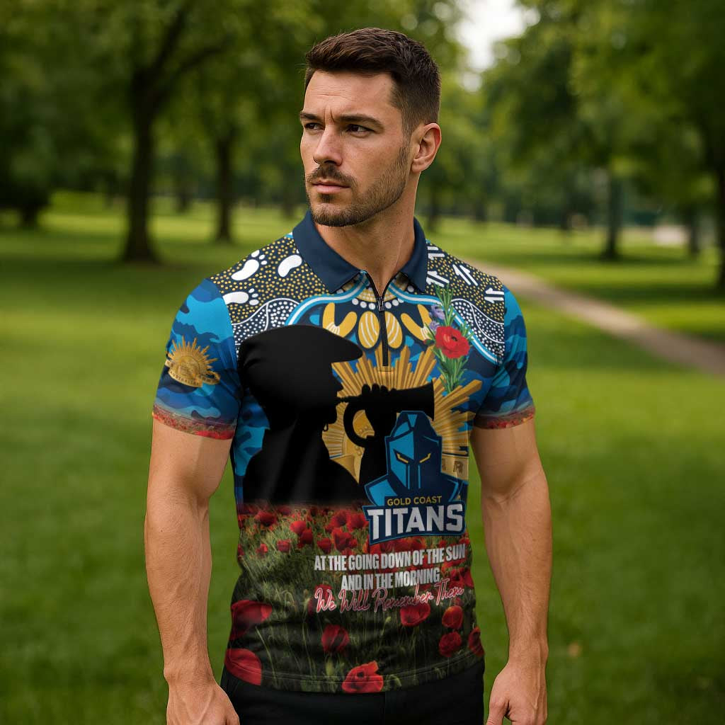 GLD x NRL Rugby ANZAC Day Zipper Polo Shirt Last Post Poppy We Will Remember Them LT14 DatND DVT