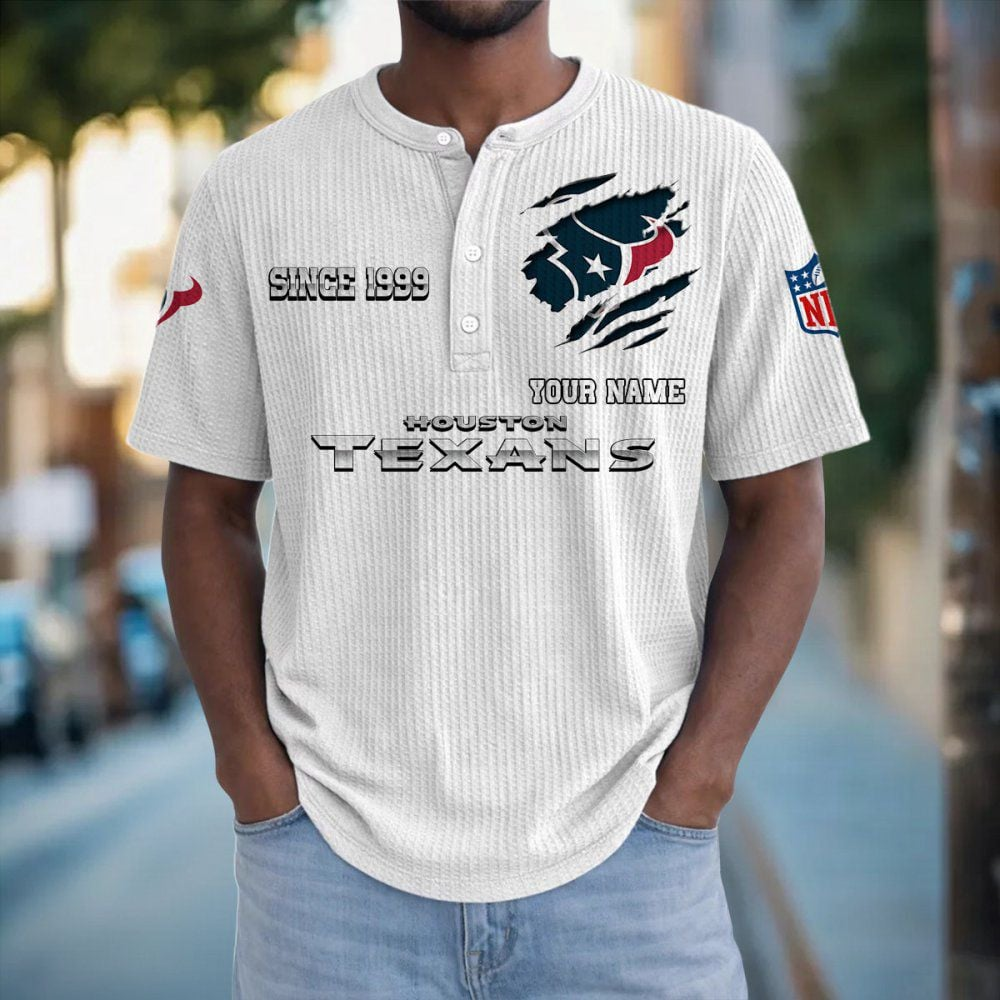 HOU x NFL Crew Neck Button Henley Tshirt 0405 DatND DVT