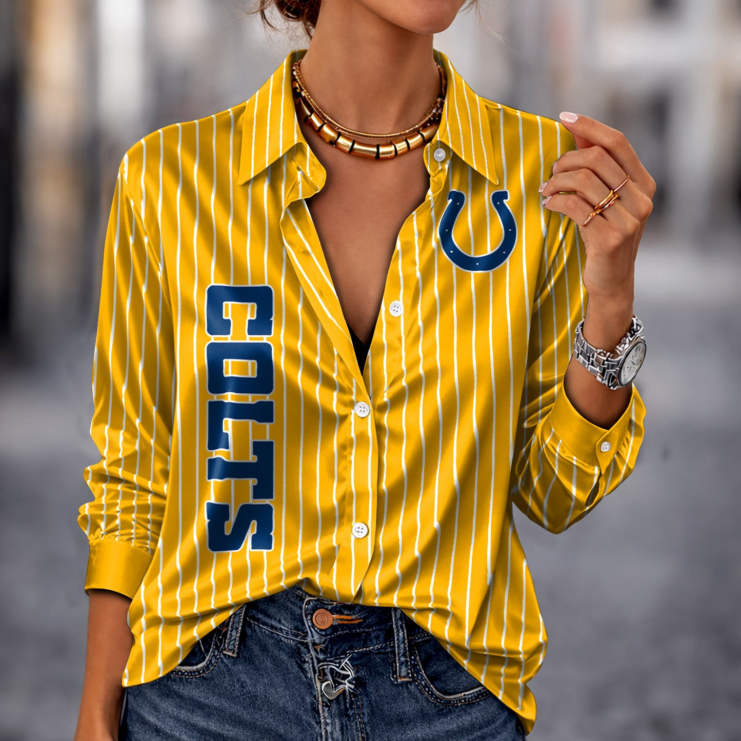 IND x NFL Premium Stripe Shirt DATND TANTD 010426 Yellow