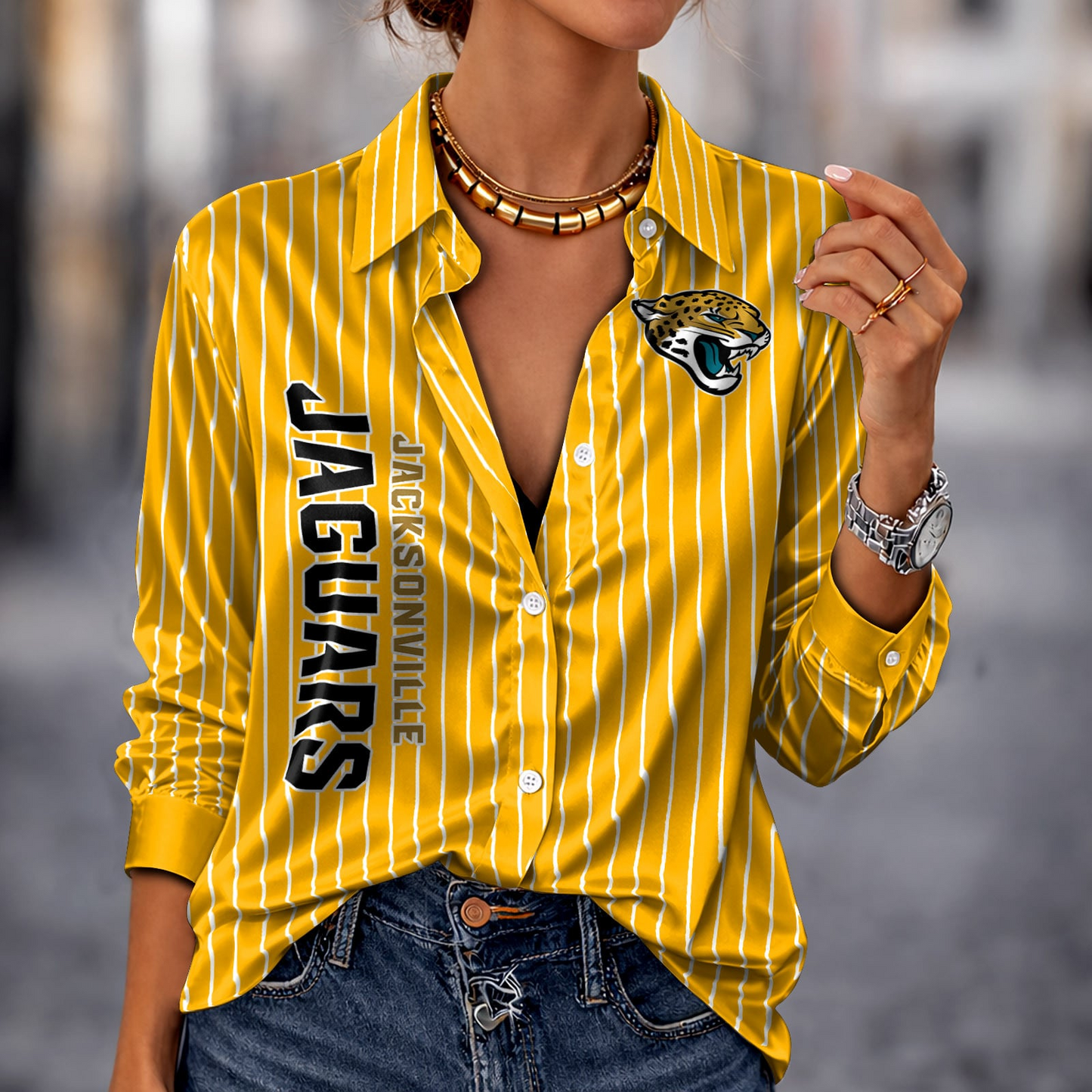 JAX x NFL Premium Stripe Shirt DATND TANTD 010426 Yellow