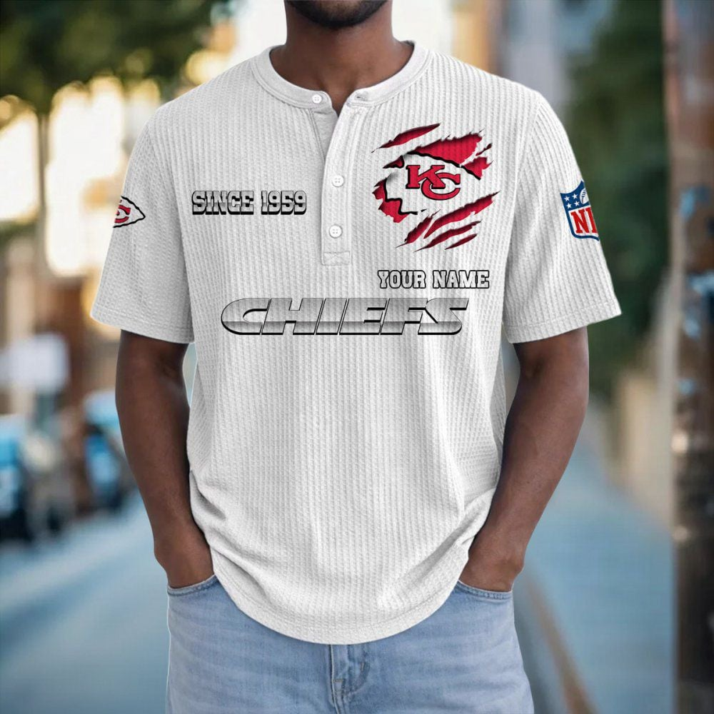 KC x NFL Crew Neck Button Henley Tshirt 0405 DatND DVT