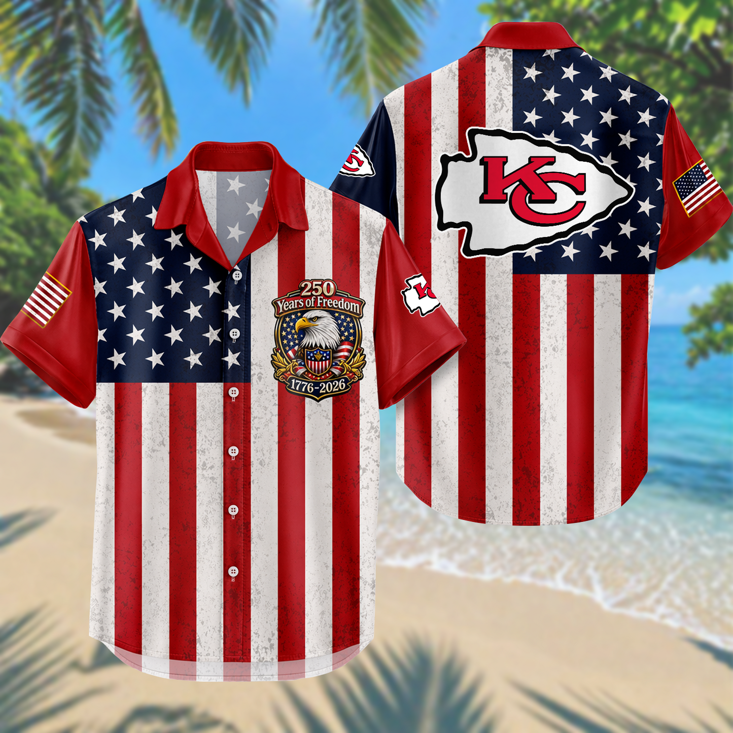 KC x NFL USA Flag 250 Years Independence 1776–2026 Hawaiian Shirt 2104 DatND DVT