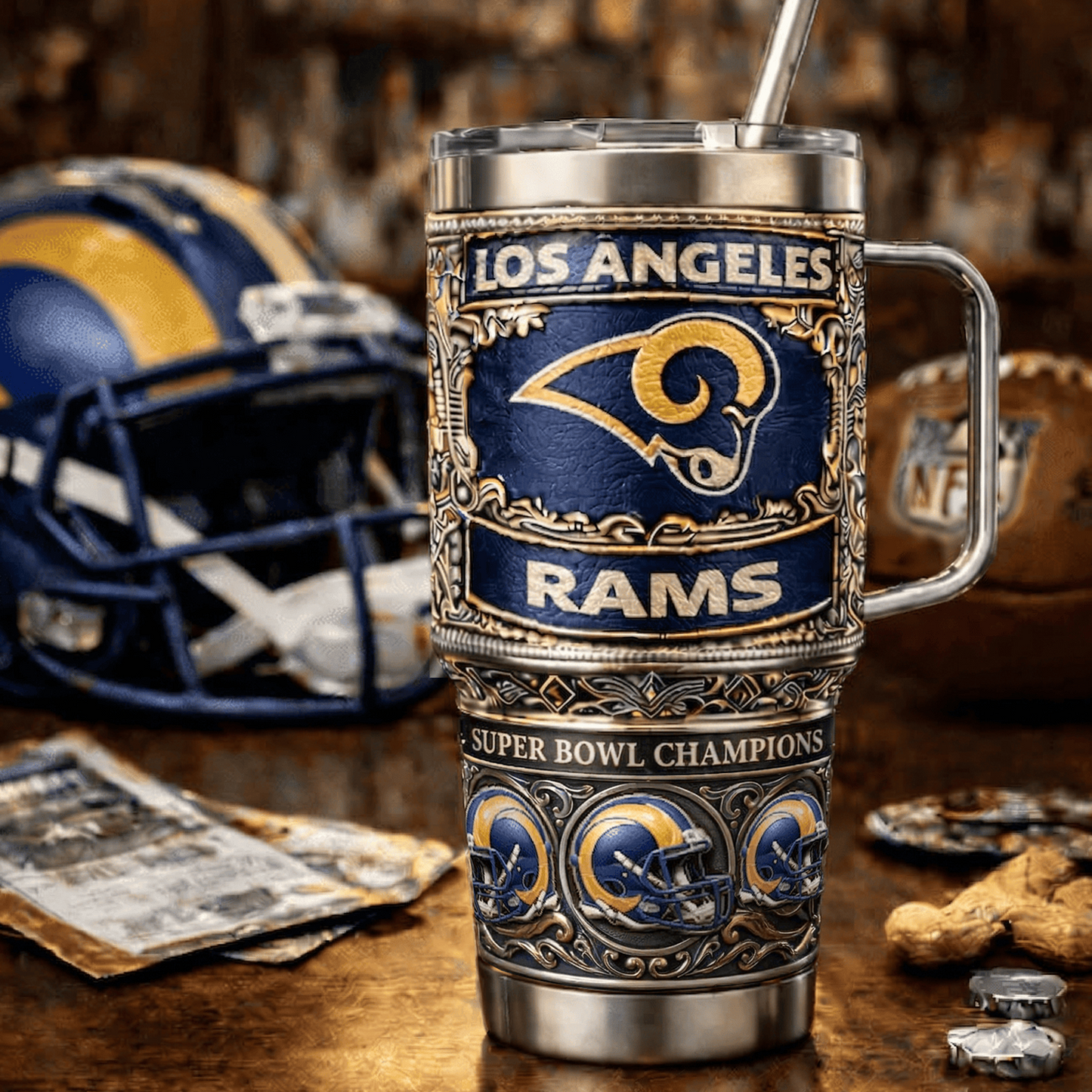 LAR x NFL 40oz Insulated Tumbler With Handle – Premium Fan Edition 0605 DatND DVT