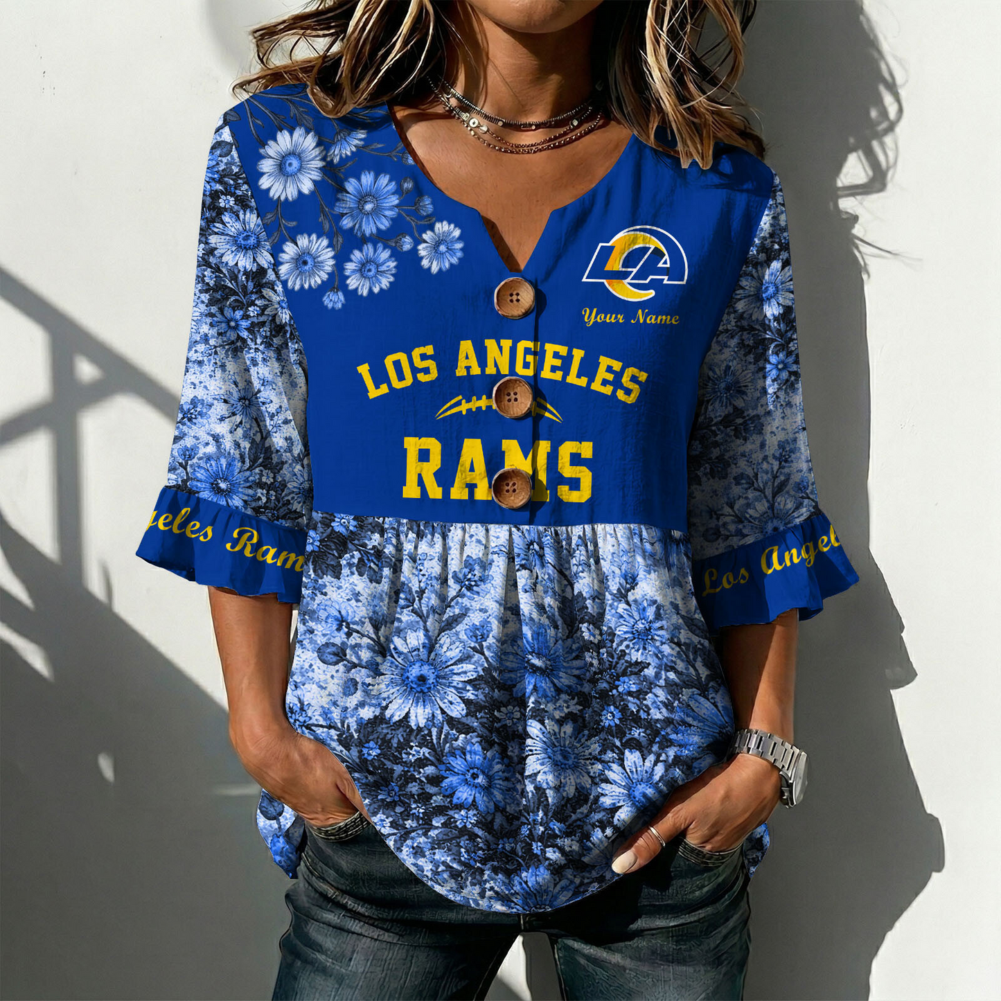 LAR x NFL Floral V-neck Babydoll Shirt DATND TANTD 210426