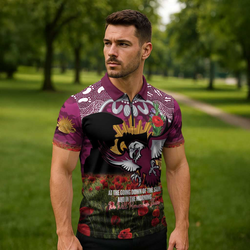 MAN x NRL Rugby ANZAC Day Zipper Polo Shirt Last Post Poppy We Will Remember Them LT14 DatND DVT