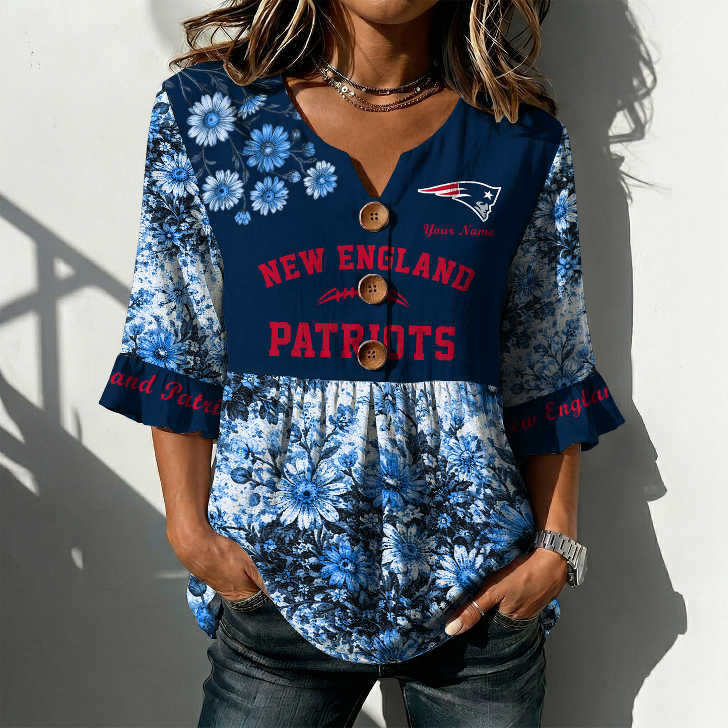 NEP x NFL Floral V-neck Babydoll Shirt DATND TANTD 210426