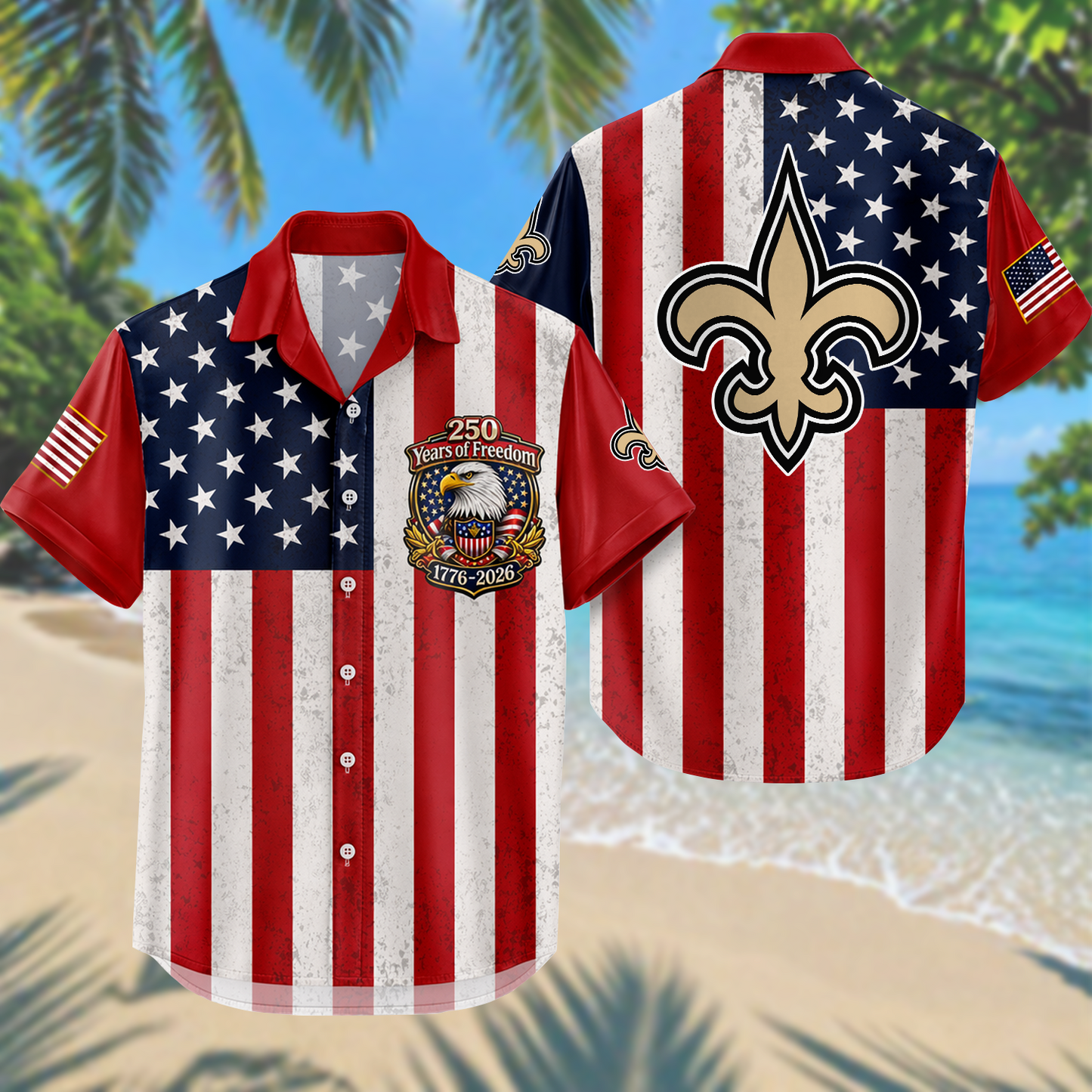 NO x NFL USA Flag 250 Years Independence 1776–2026 Hawaiian Shirt 2104 DatND DVT