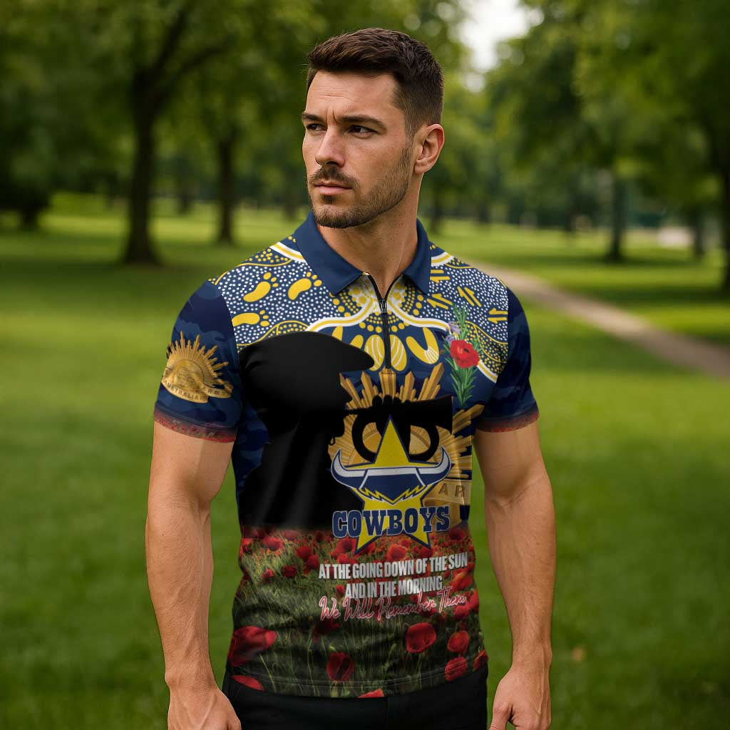 NQC x NRL Rugby ANZAC Day Zipper Polo Shirt Last Post Poppy We Will Remember Them LT14 DatND DVT