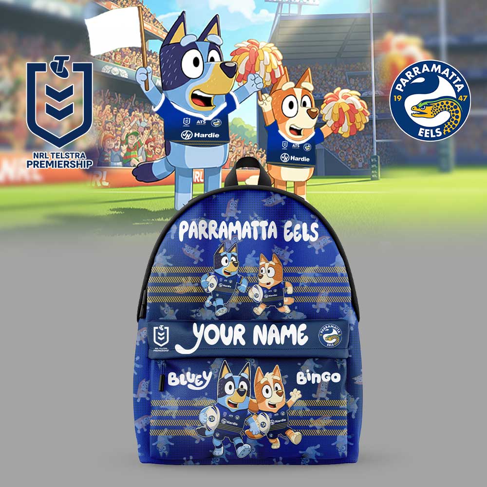PAR x NRL Bluey and Bingo Back Pack Custom Name For Fans 2803 DatND DVT