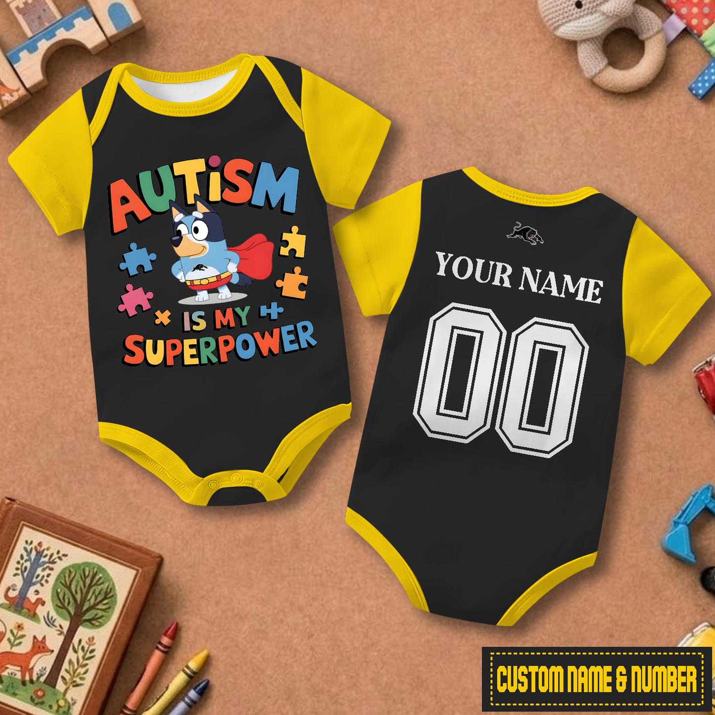 PEN x NRL Custom Name & Number Baby Romper DATND TANTD