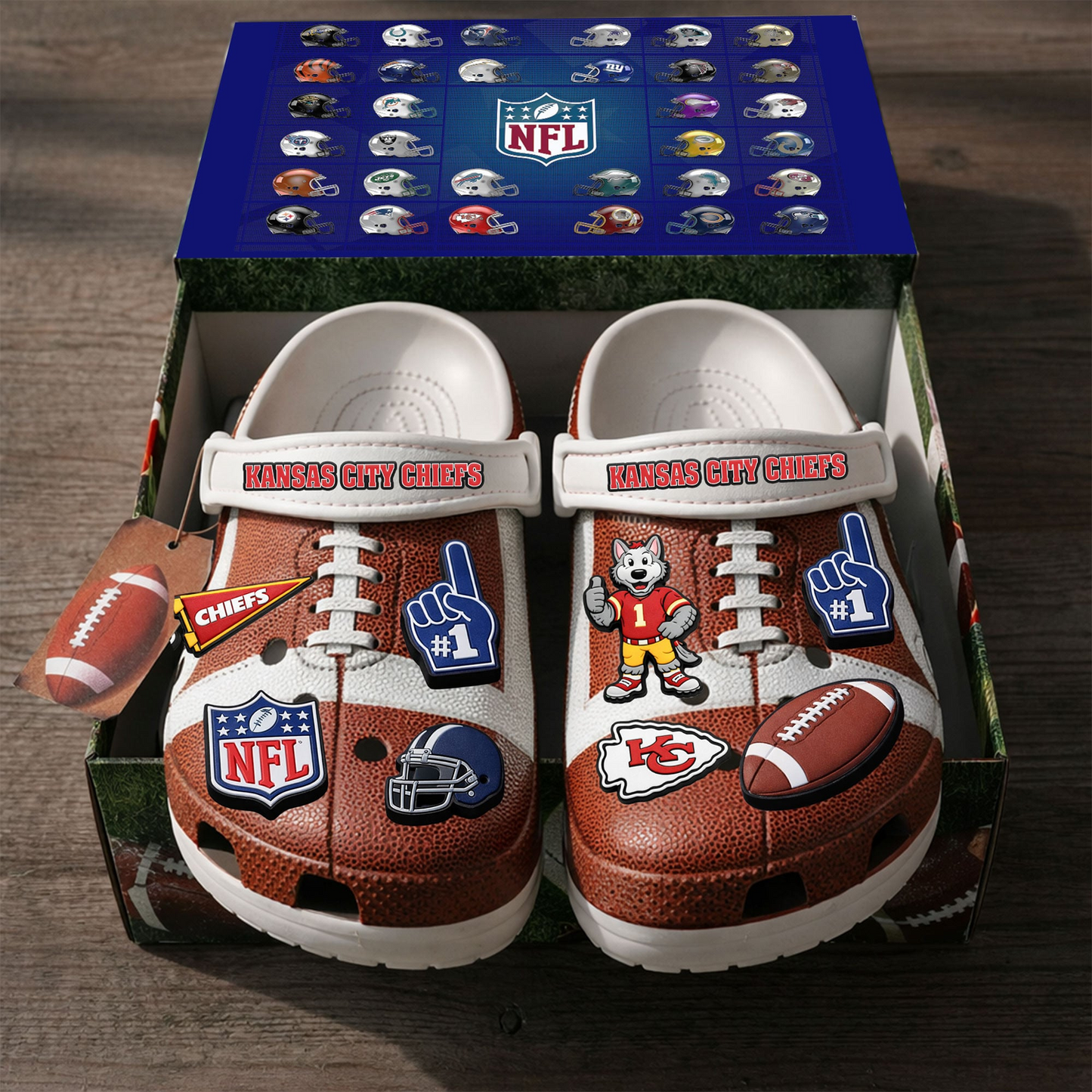 PREMIUM NFL x KCC CLOGS WITH CHARMS DATND TANTD 040426