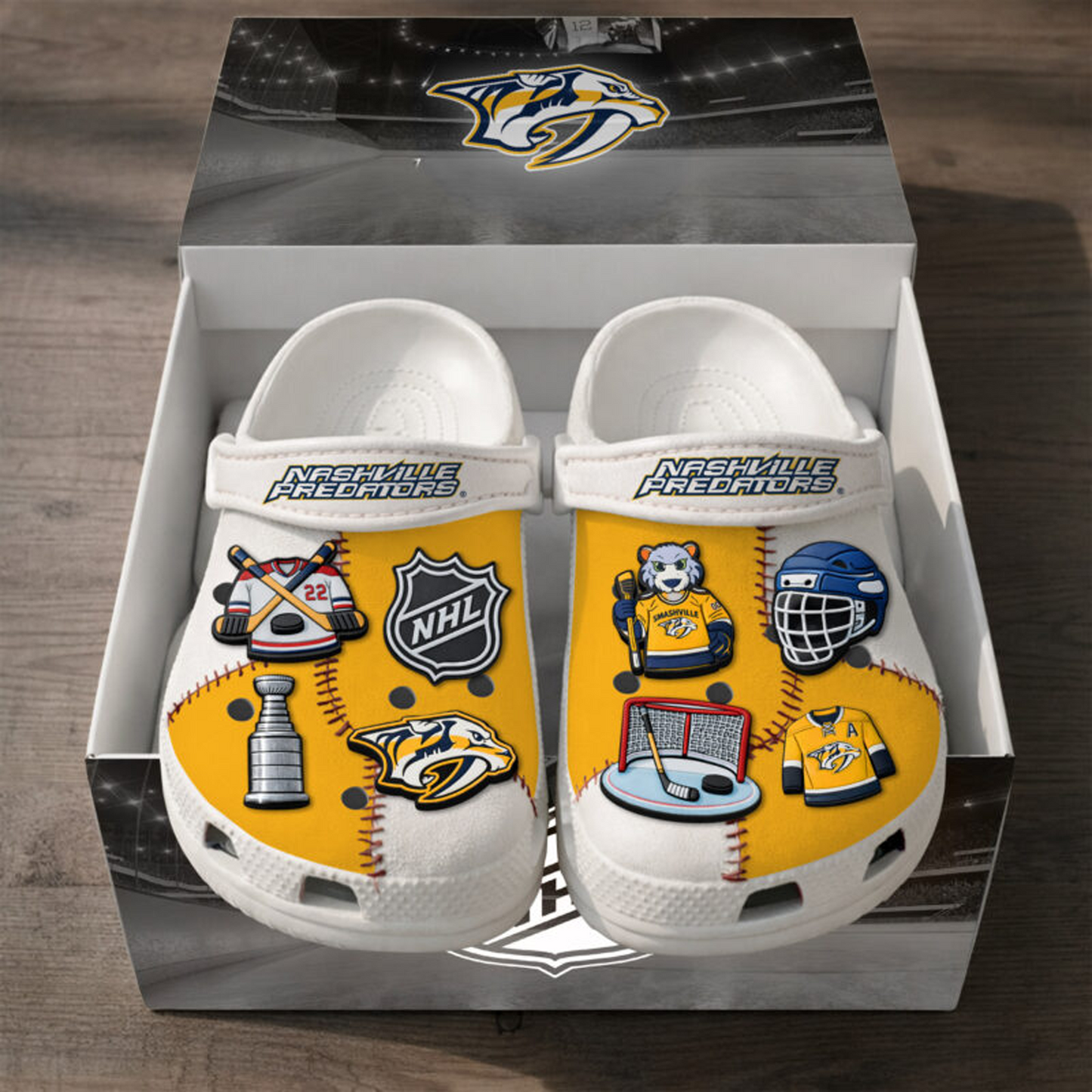 PREMIUM NSH x NHL CLOGS WITH CHARMS DATND TANTD 160426