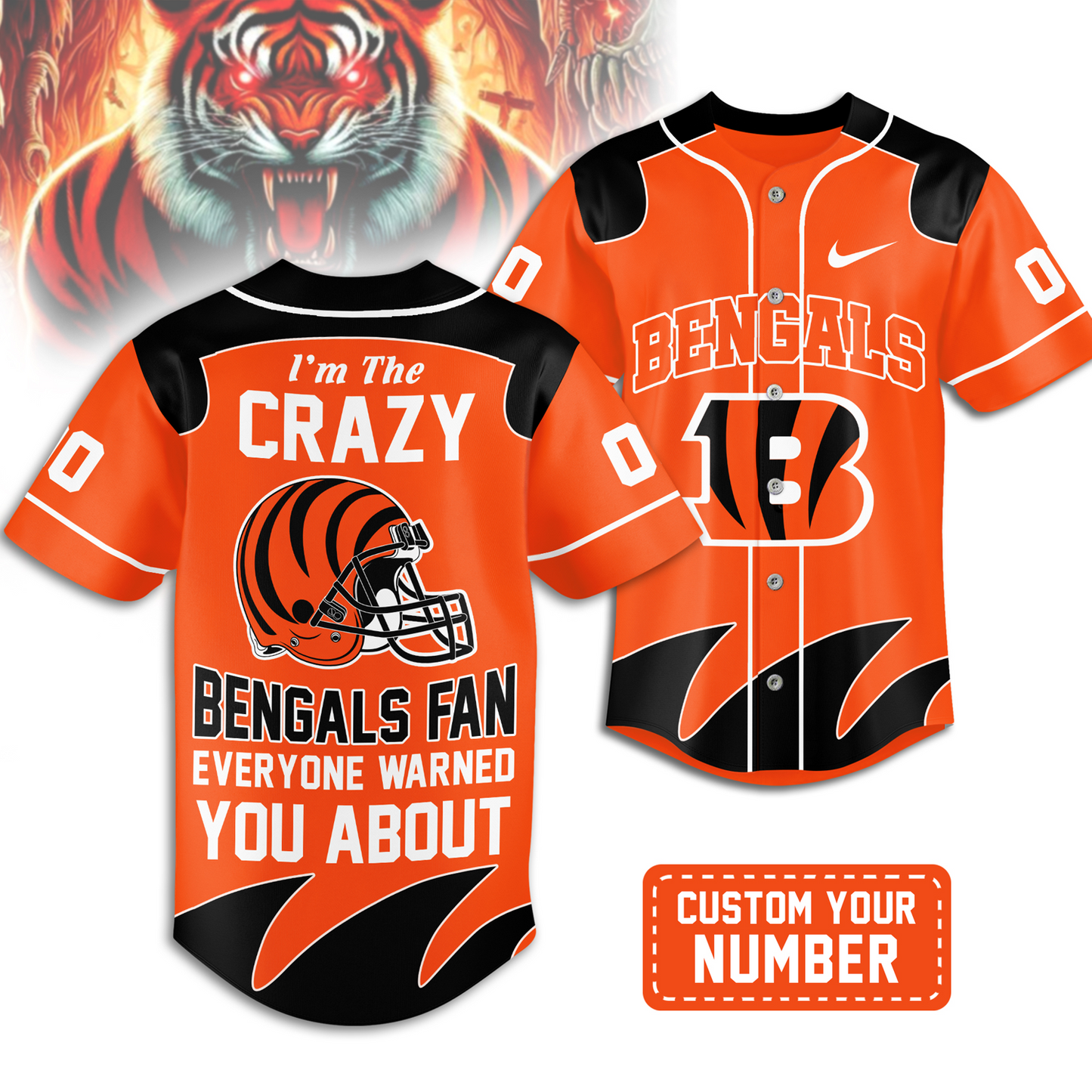 Premium CIN x NFL Crazy Football Fan Personalized Jersey DATND TANTD
