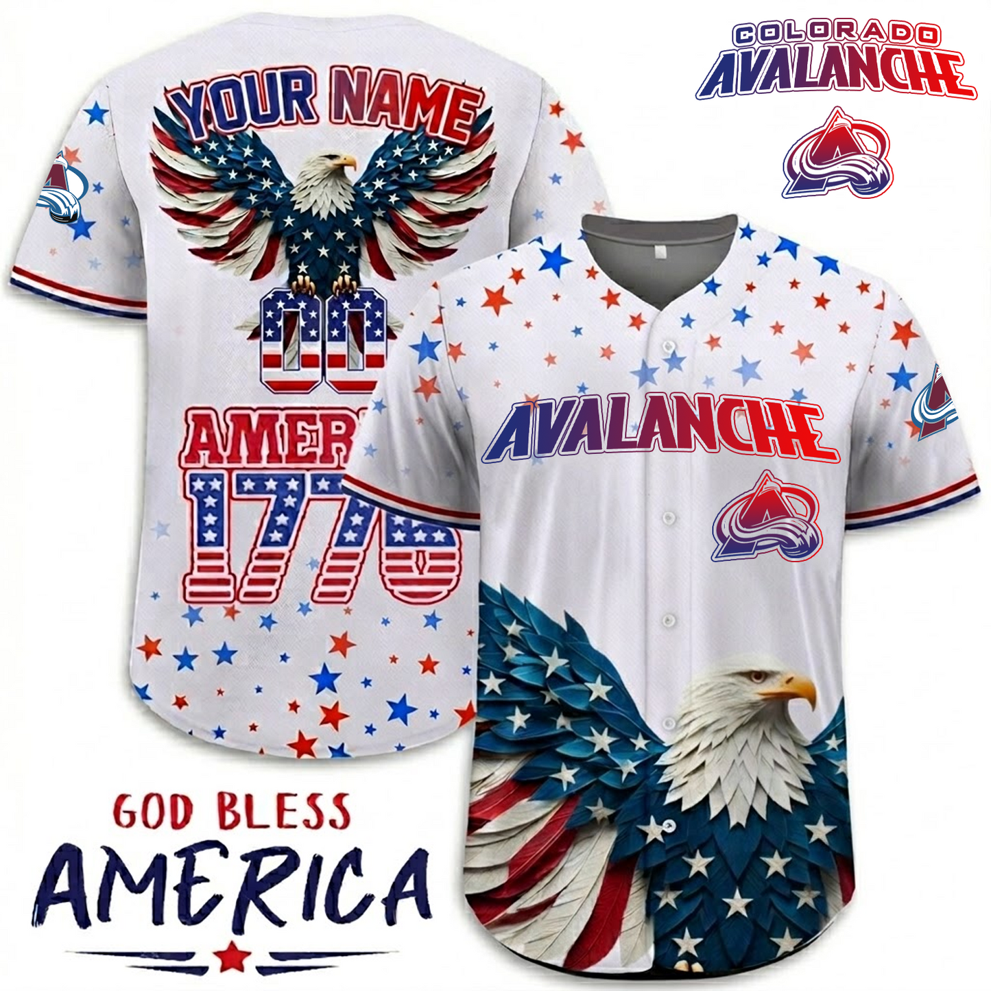Premium COL x NHL Independence Day Celebration 3D Baseball Jersey DATND TANTD 260326