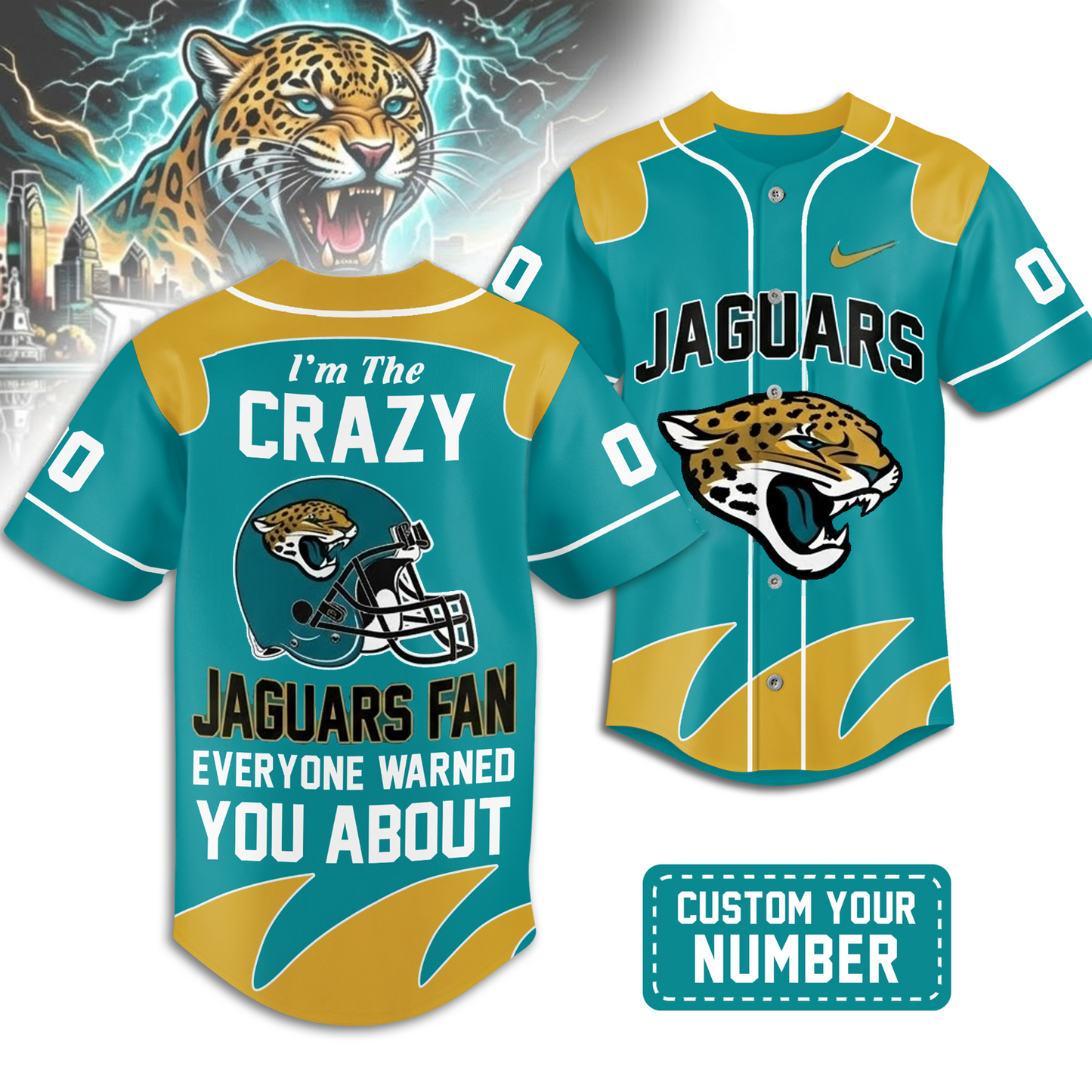 Premium JAX x NFL Crazy Football Fan Personalized Jersey DATND TANTD