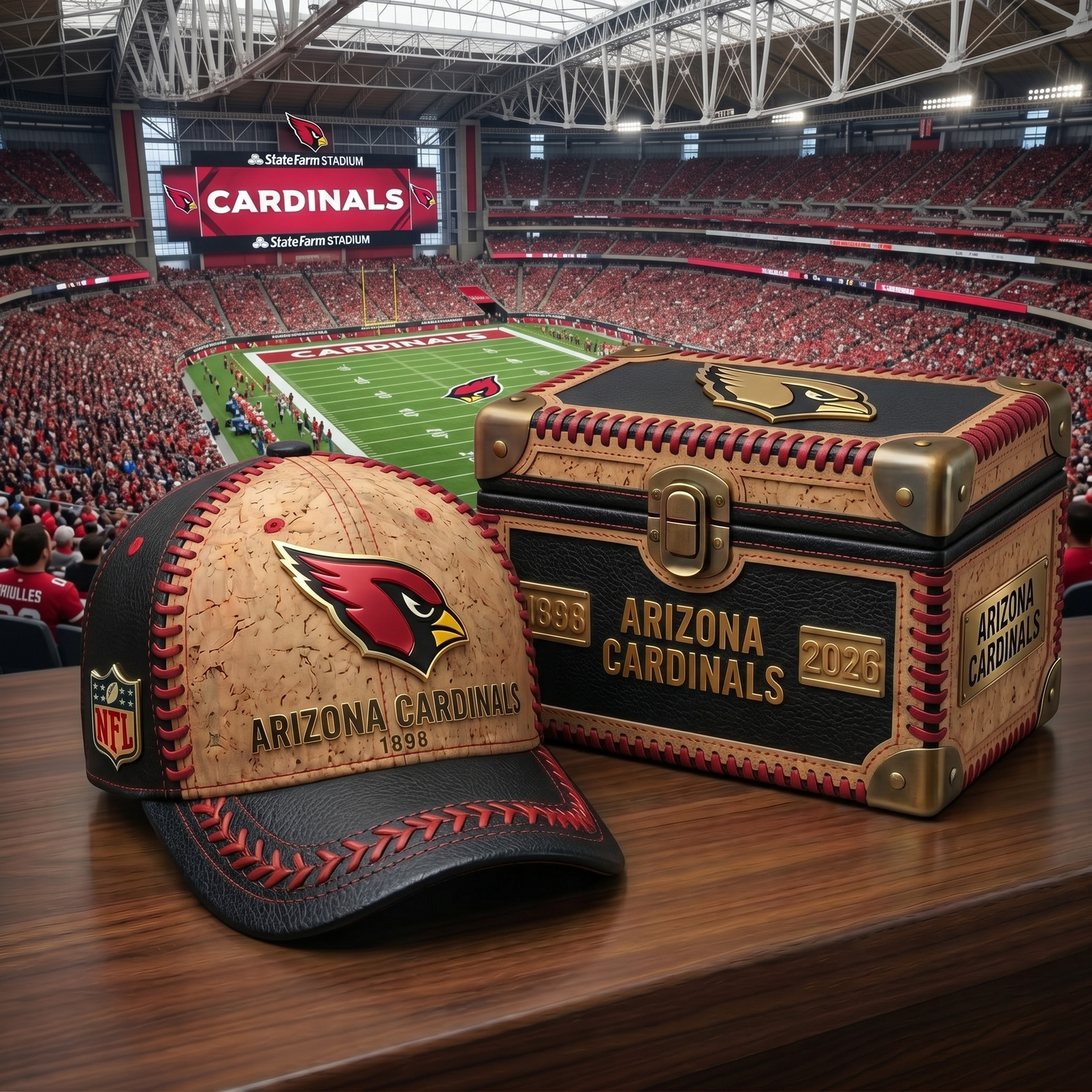 Premium NFL ARI Cork Leather Cap V32 NMD 250426 TTV