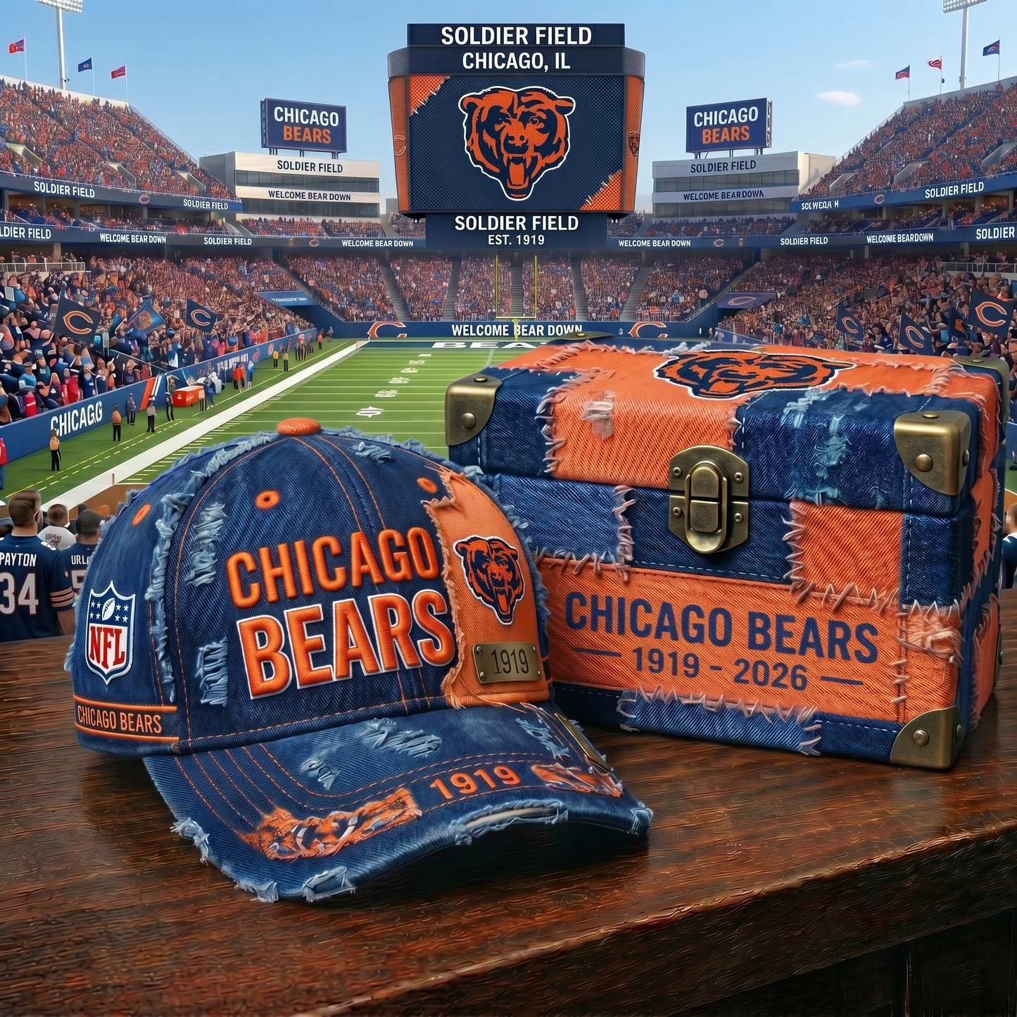 Premium NFL CHI Patchwork Denim Cap V34 NMD 060526 TTV
