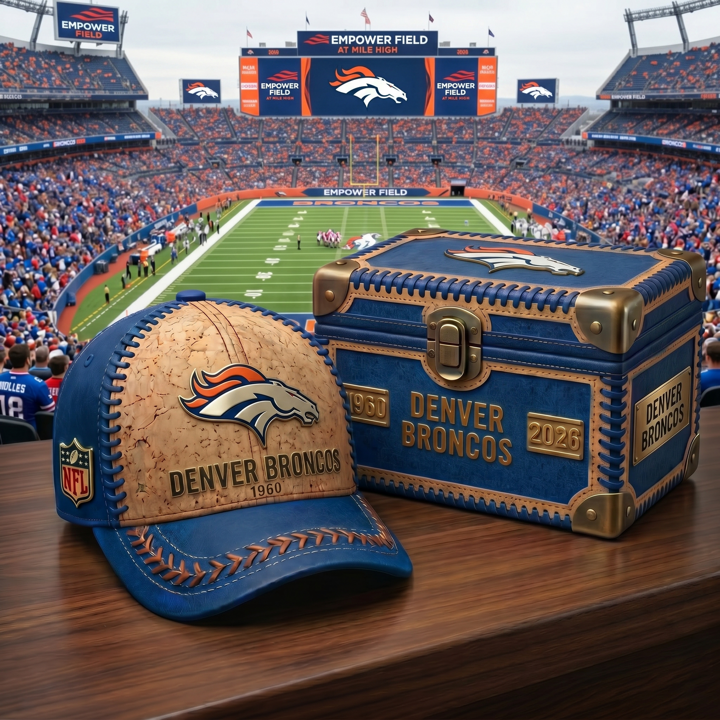 Premium NFL DEN Cork Leather Cap V32 NMD 250426 TTV