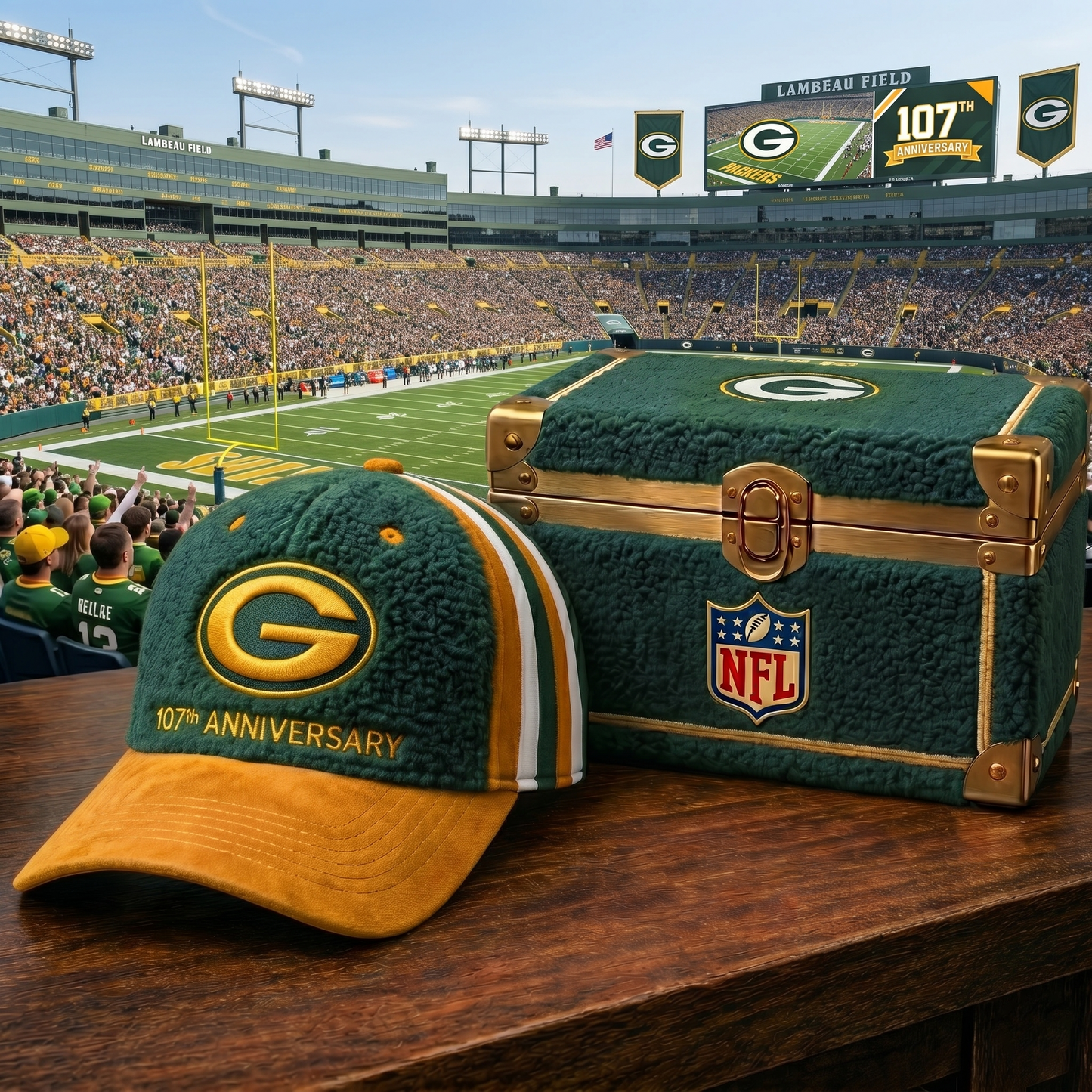 Premium NFL GB Anniversary Sherpa Fleece Cap V26 NMD 150426 TTV
