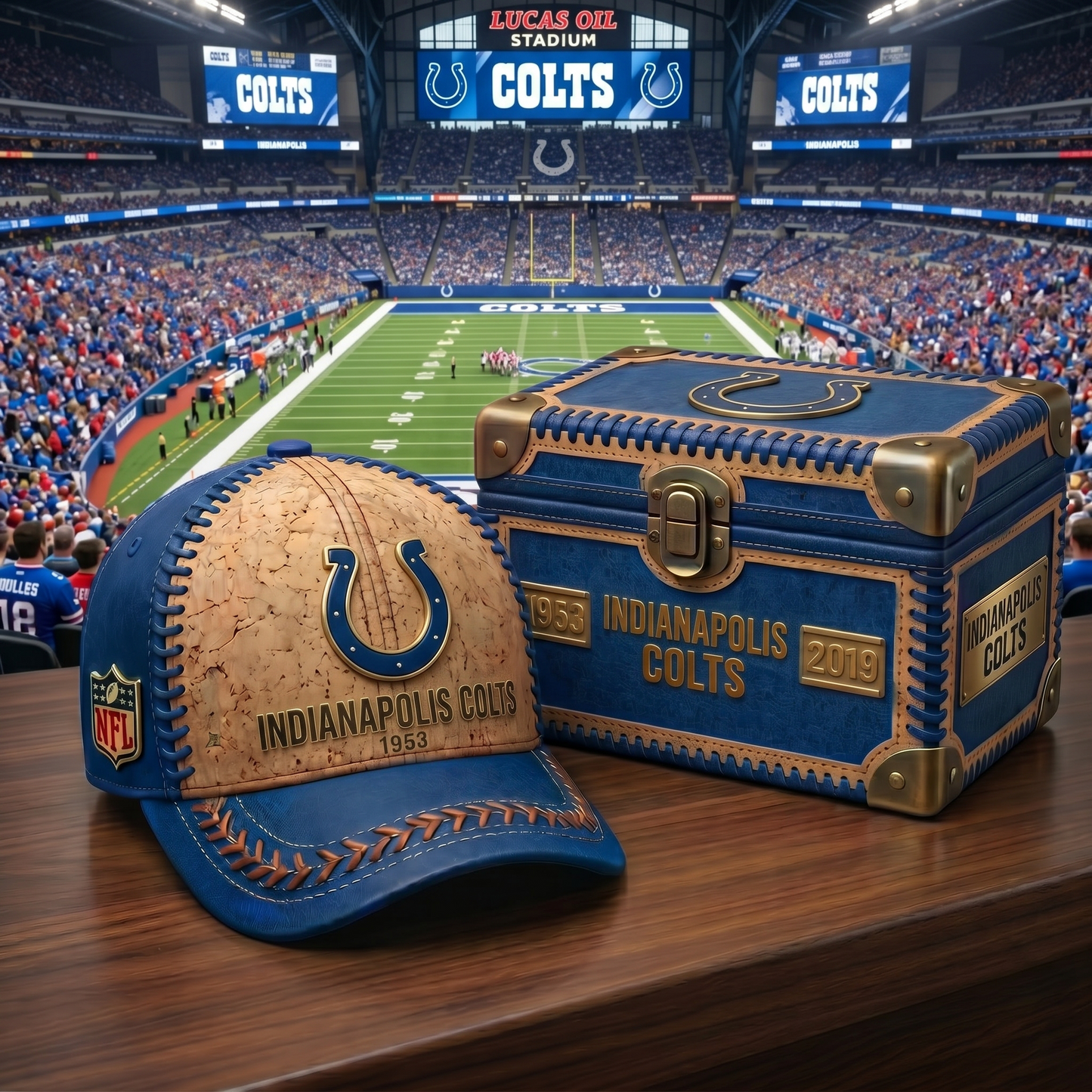 Premium NFL IND Cork Leather Cap V32 NMD 250426 TTV