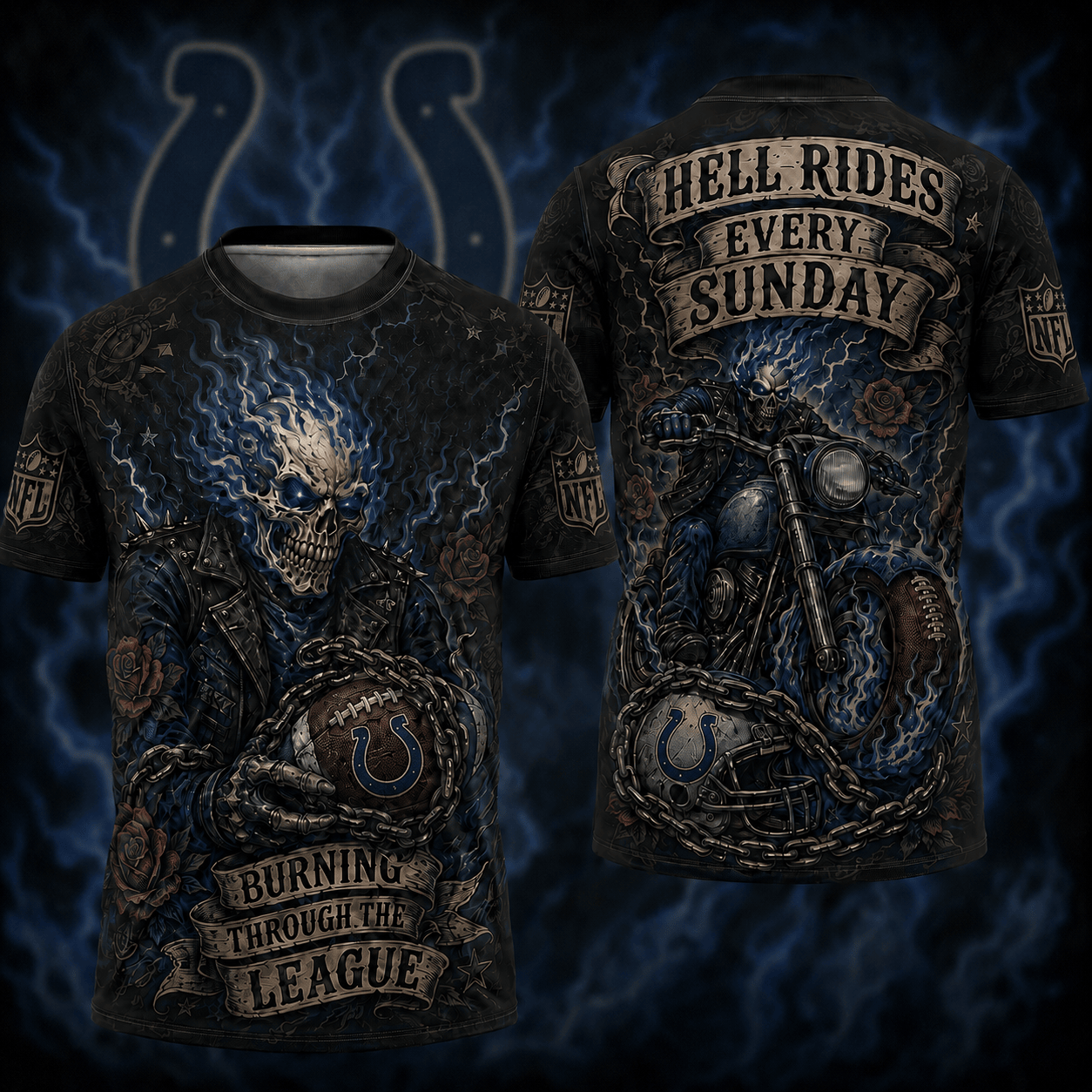 Premium NFL IND Ghost Rider Tattoo T-shirt V3 NMD 080526 TTV