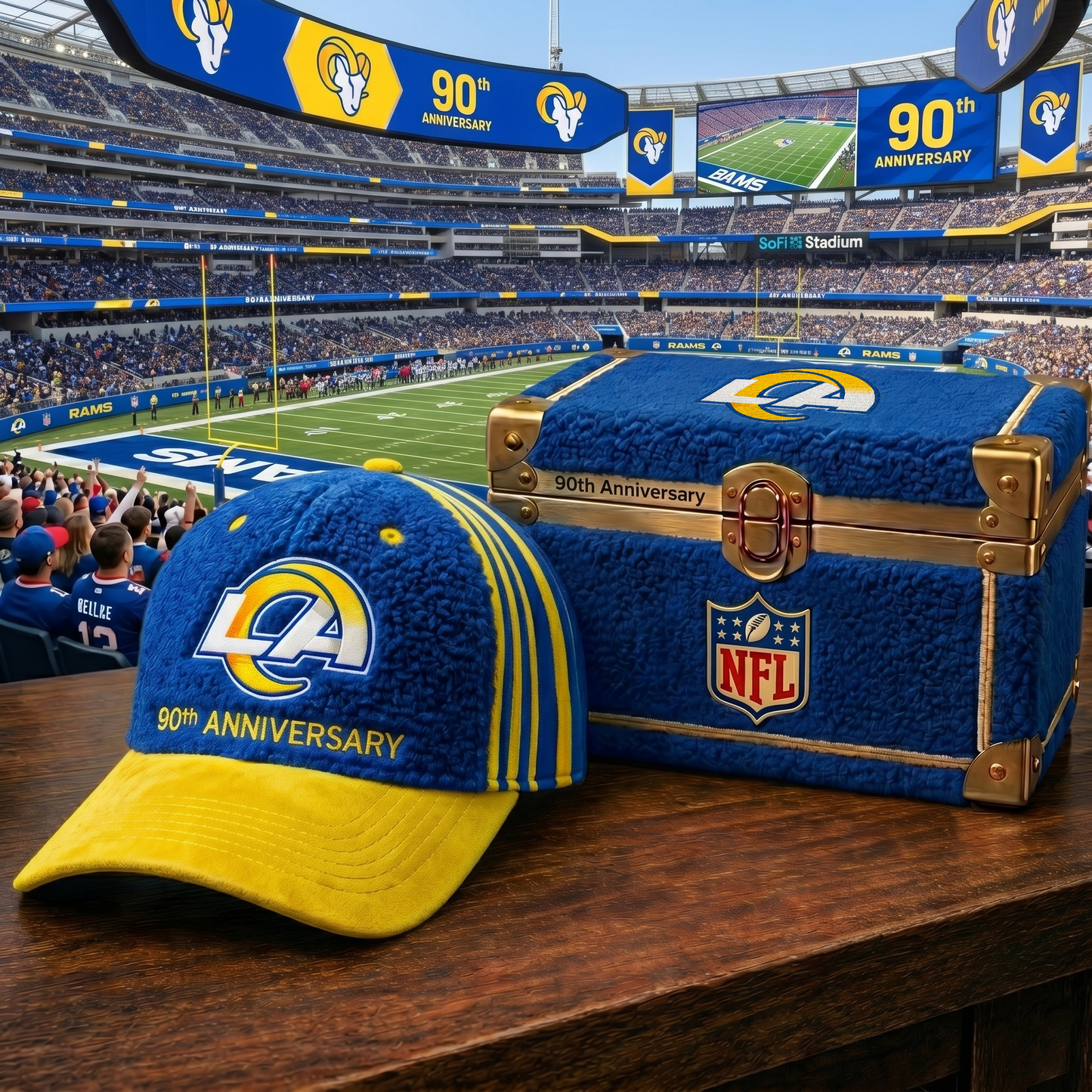 Premium NFL LAR Anniversary Sherpa Fleece Cap V26 NMD 150426 TTV