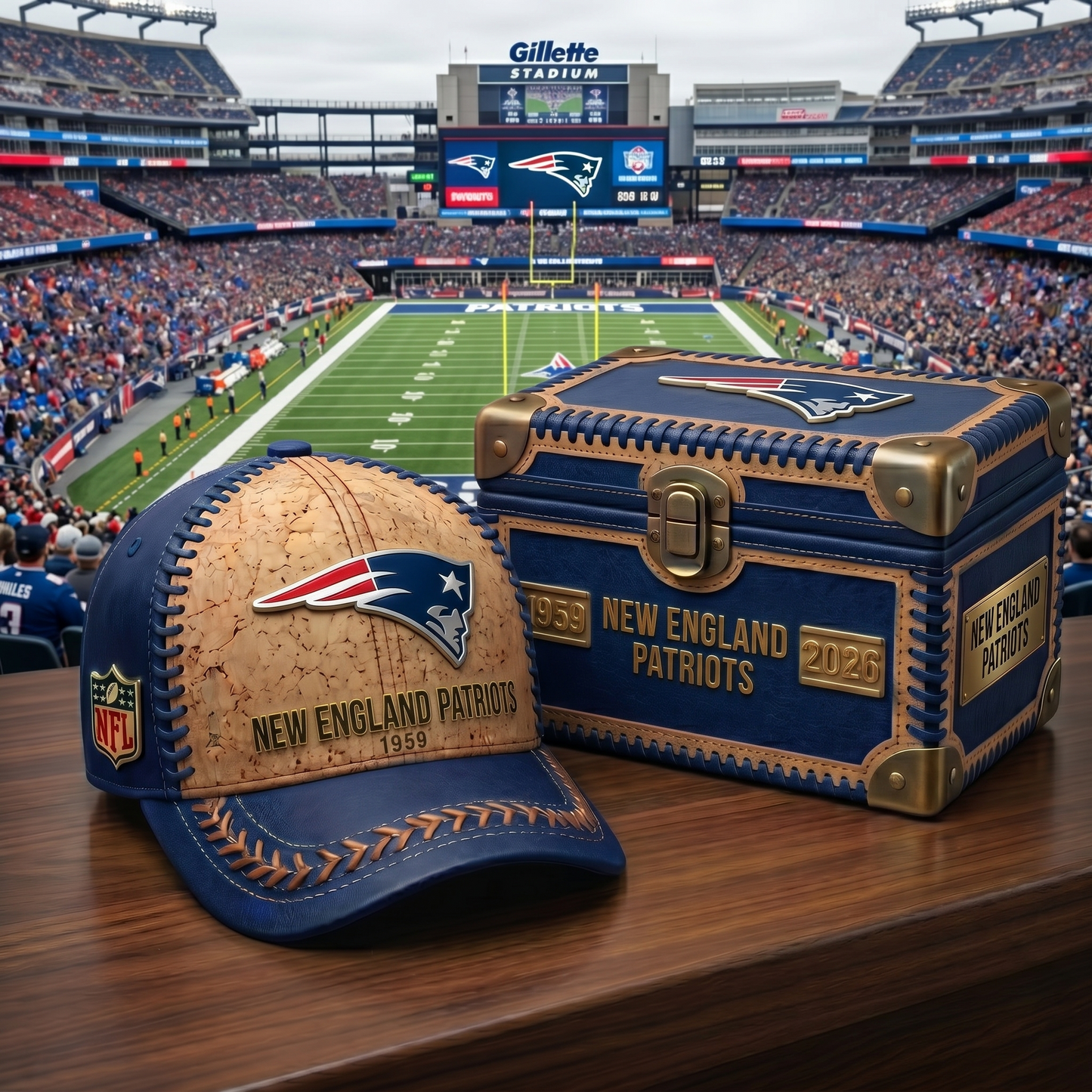 Premium NFL NE Cork Leather Cap V32 NMD 250426 TTV