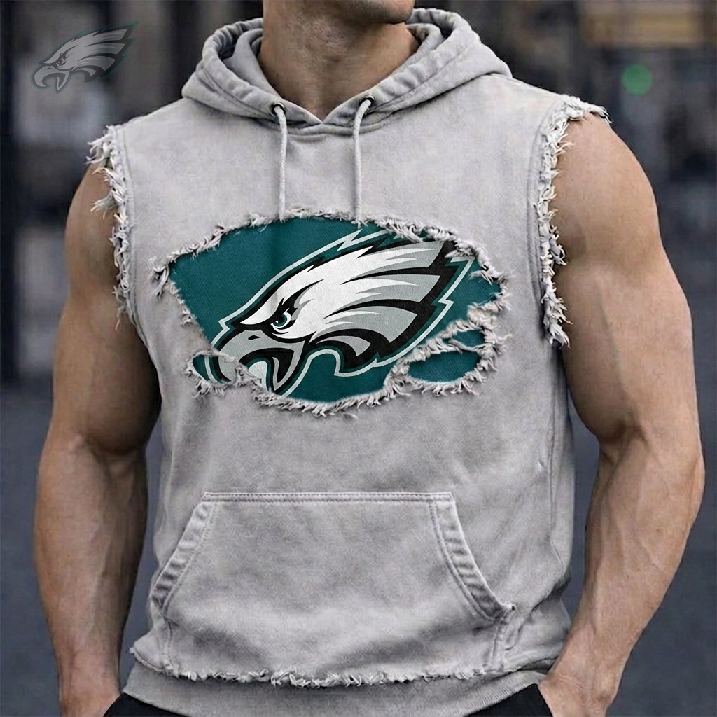 Premium NFL PHI Distressed Hooded Tank V1 NMD 210426 TTV
