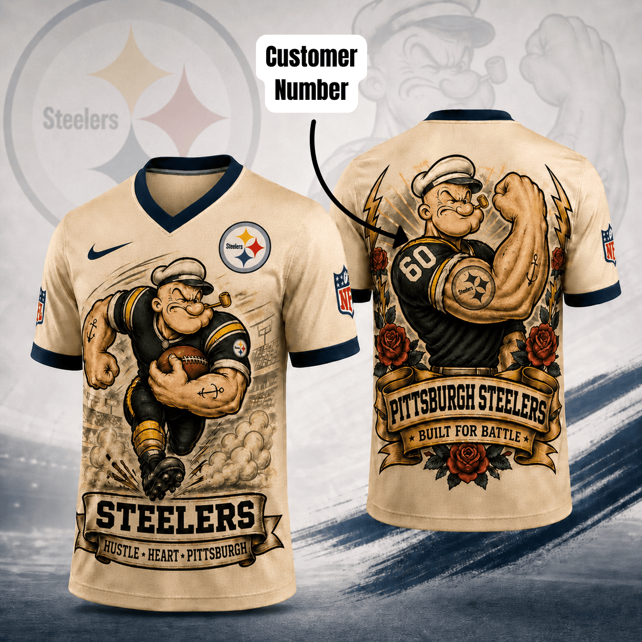 Premium NFL PIT Popeye Vintage Tattoo T-shirt V1 NMD 050526 TTV