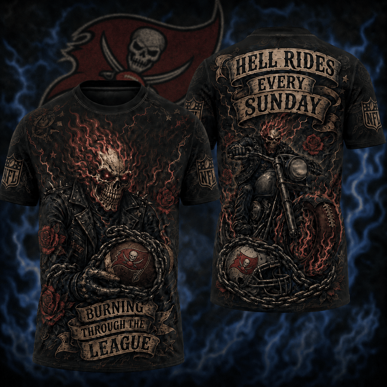 Premium NFL TB Ghost Rider Tattoo T-shirt V3 NMD 080526 TTV