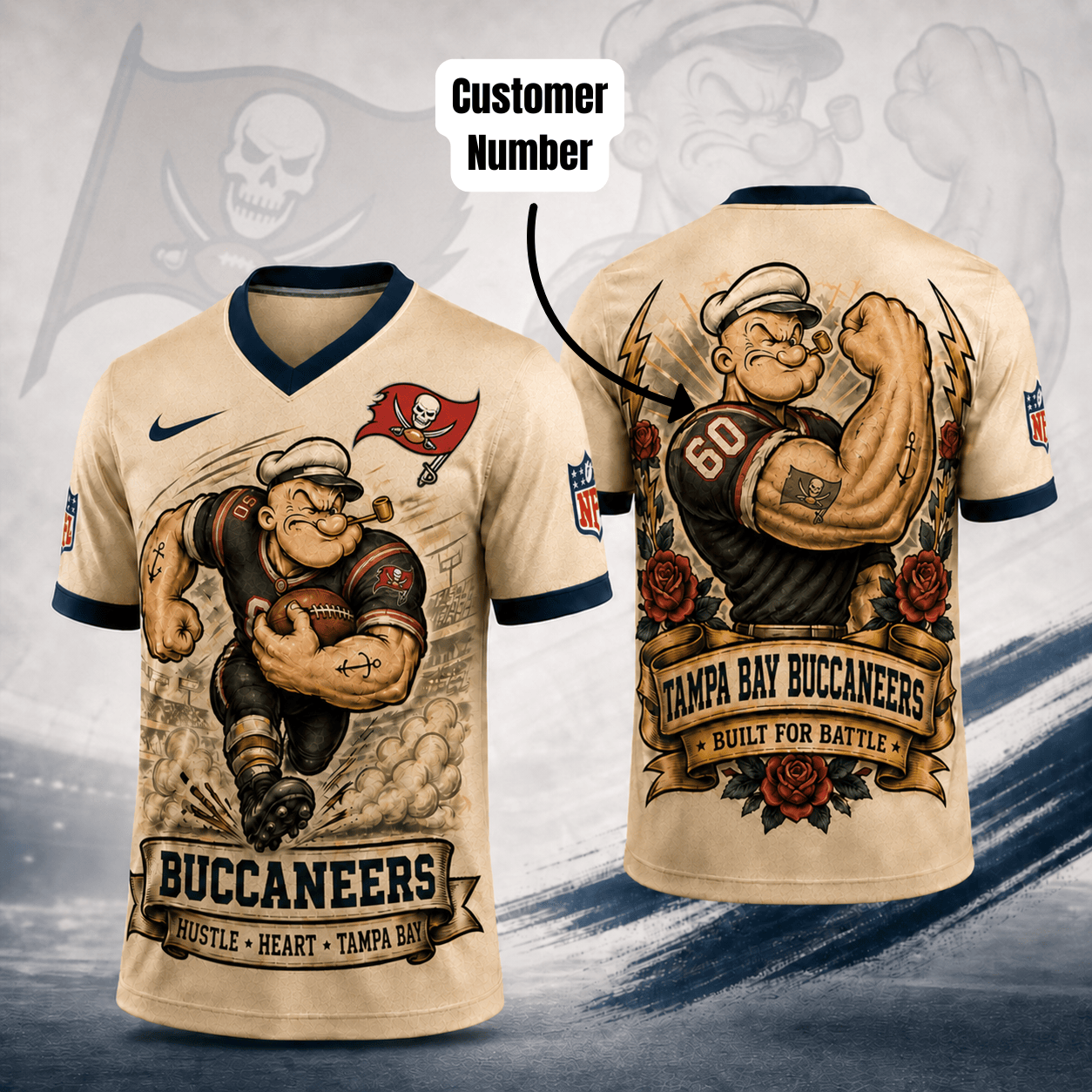 Premium NFL TB Popeye Vintage Tattoo T-shirt V1 NMD 050526 TTV