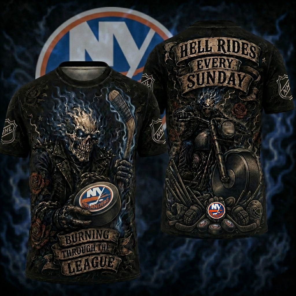 Premium NHL NYI Ghost Rider Tattoo T-shirt V3 NMD CTKT
