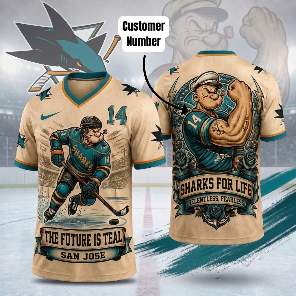 Premium NHL SJS Popeye Vintage Tattoo T-shirt V1 NMD CTKT