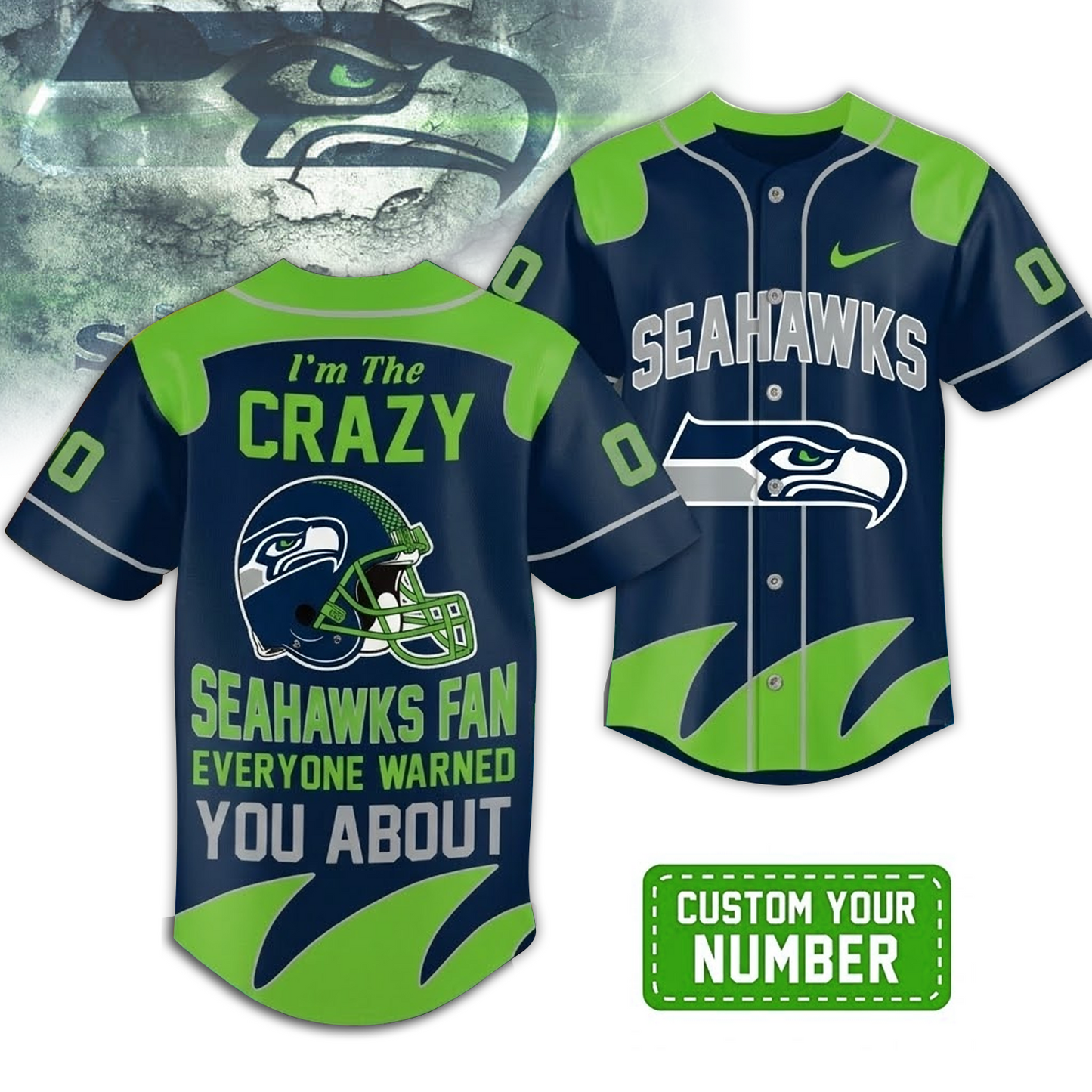 Premium SEA x NFL Crazy Football Fan Personalized Jersey DATND TANTD