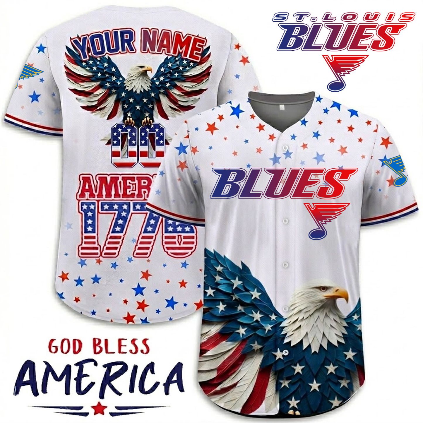 Premium STL x NHL Independence Day Celebration 3D Baseball Jersey DATND TANTD 260326