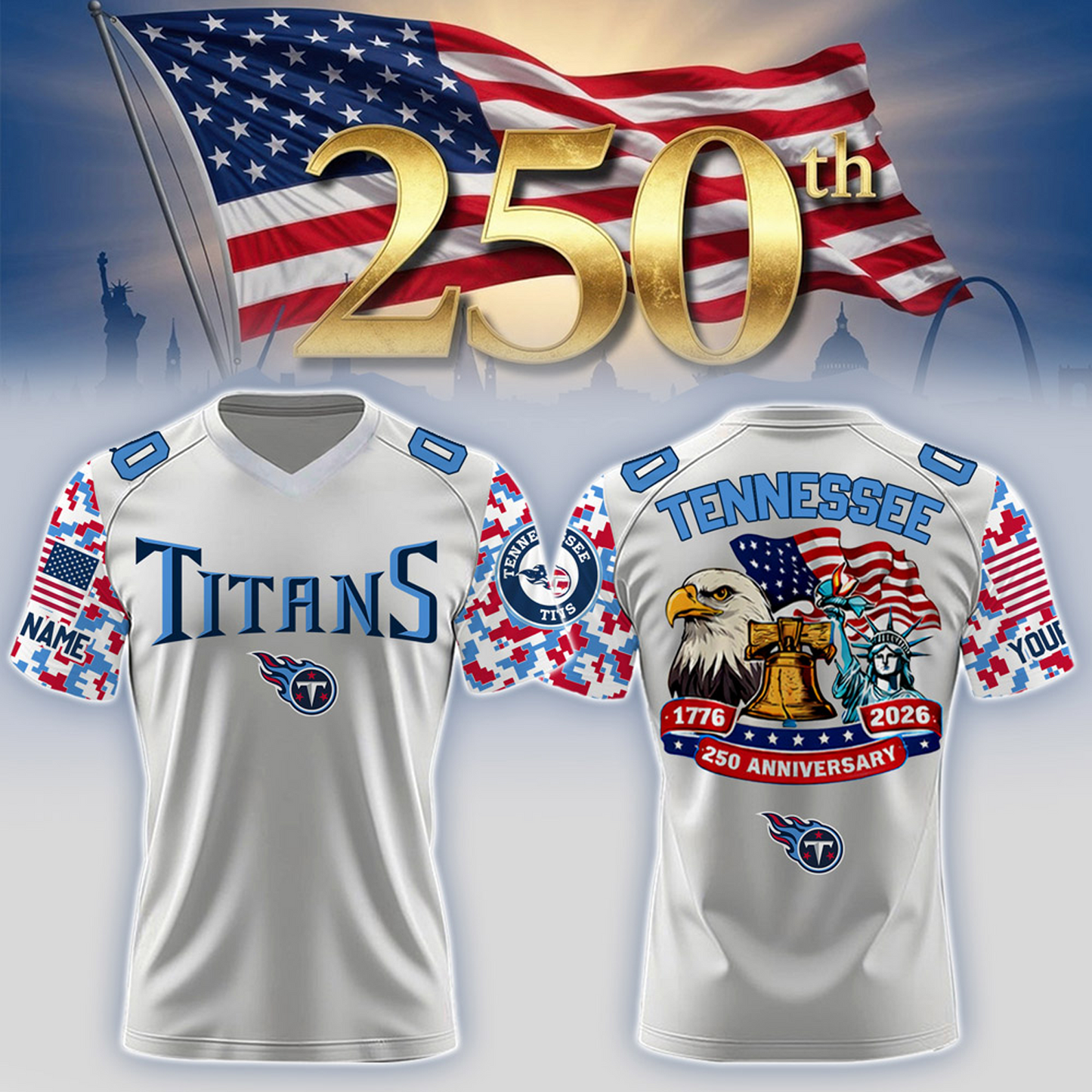 TEN x 250th Years USA Anniversary-V-neck Short Sleeve Jersey DATND TANTD