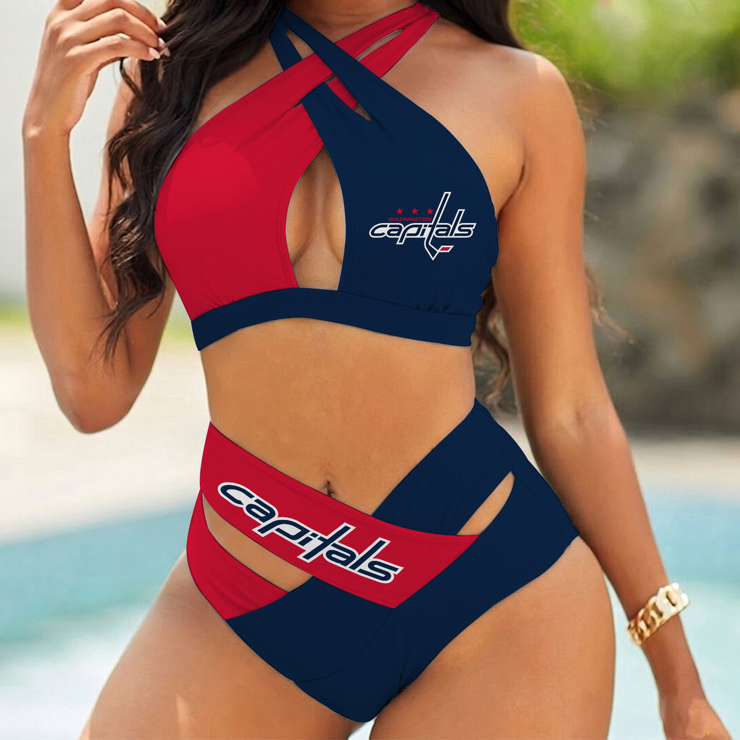 WAS x NHL Women Bikini Set Sporty Bikini Sets DATND TANTD 130426
