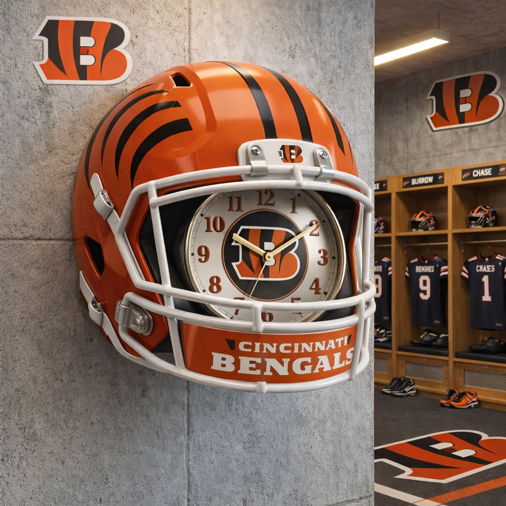 Premium NFL CIN Helmet Wall Clock V2 NMD TTV