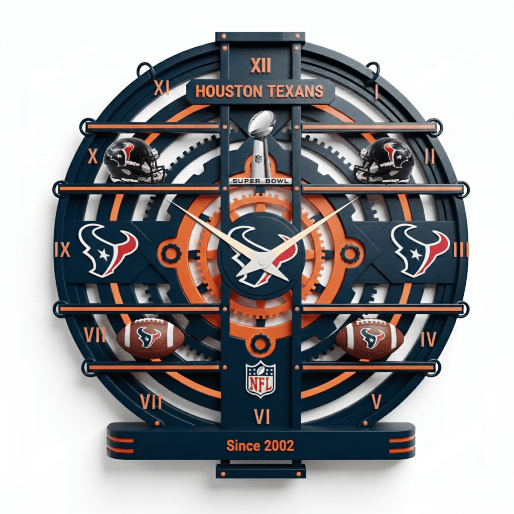 Premium NFL HOU Arcylic Wall Clock V1 NMD TTV