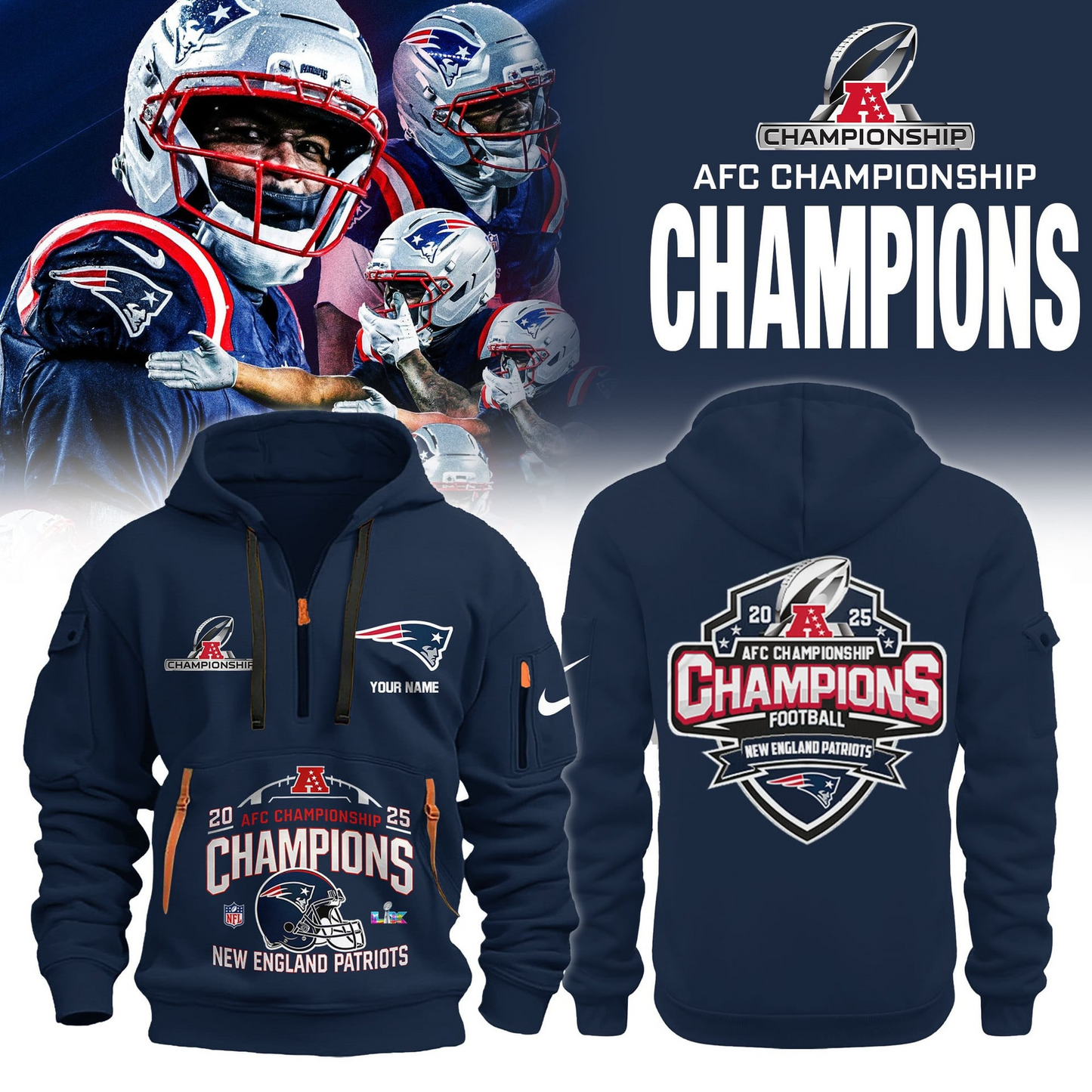 Premium NFL NEP Champions Hoodie Half Zipper V2 NMD TTV
