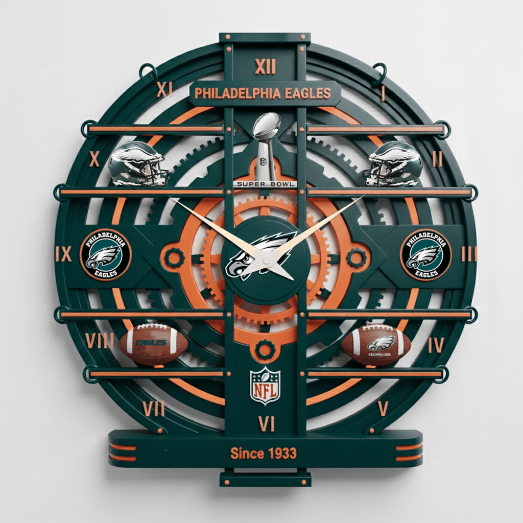 Premium NFL PHI Arcylic Wall Clock V1 NMD TTV