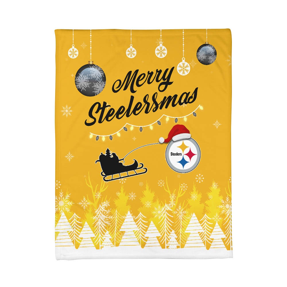 Premium NFL PIT Christmas Fleece Blanket & Throw Pillow Combo V1 NMD NHM