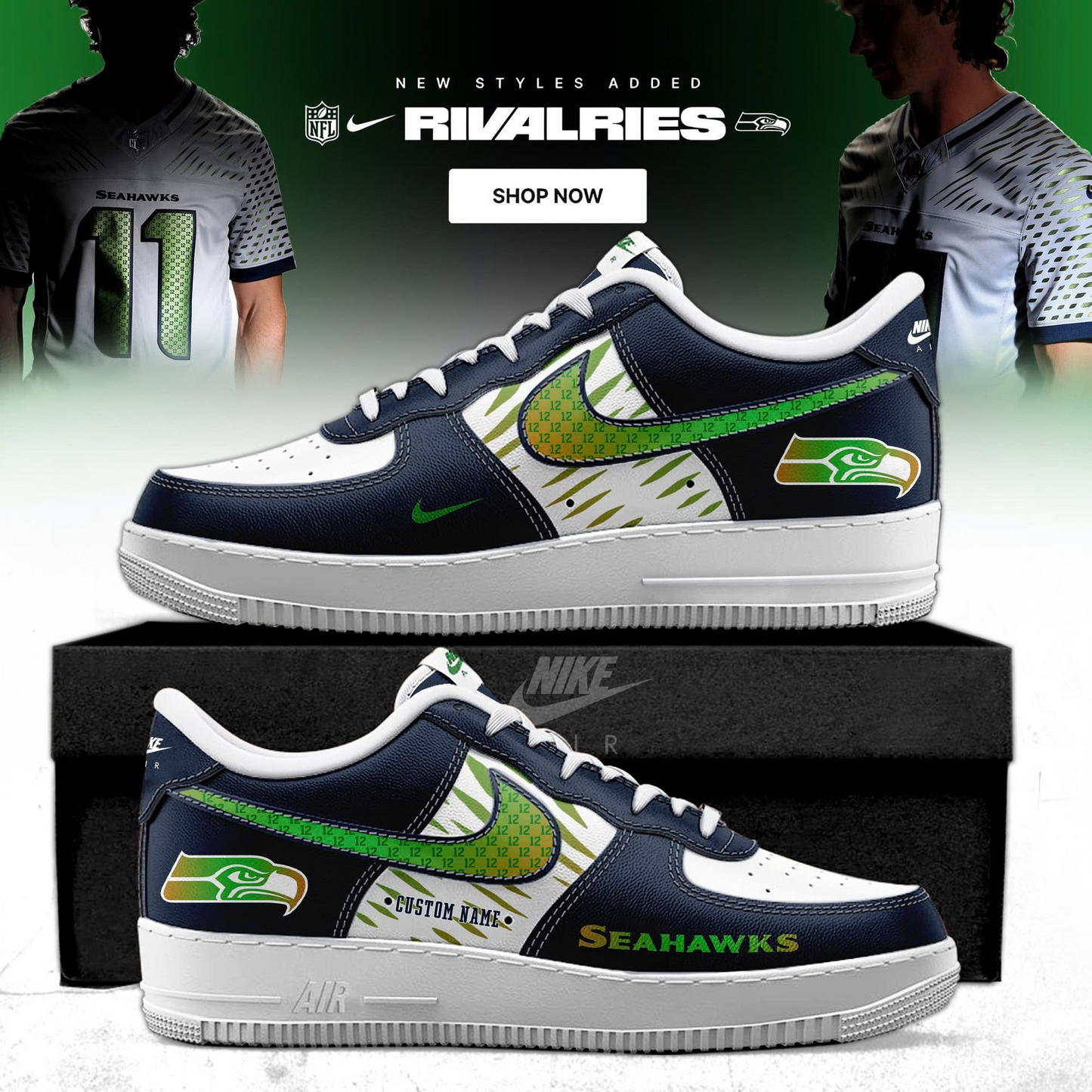 Premium NFL SEA Champions AF1 SNEAKER V2 NMD TTV
