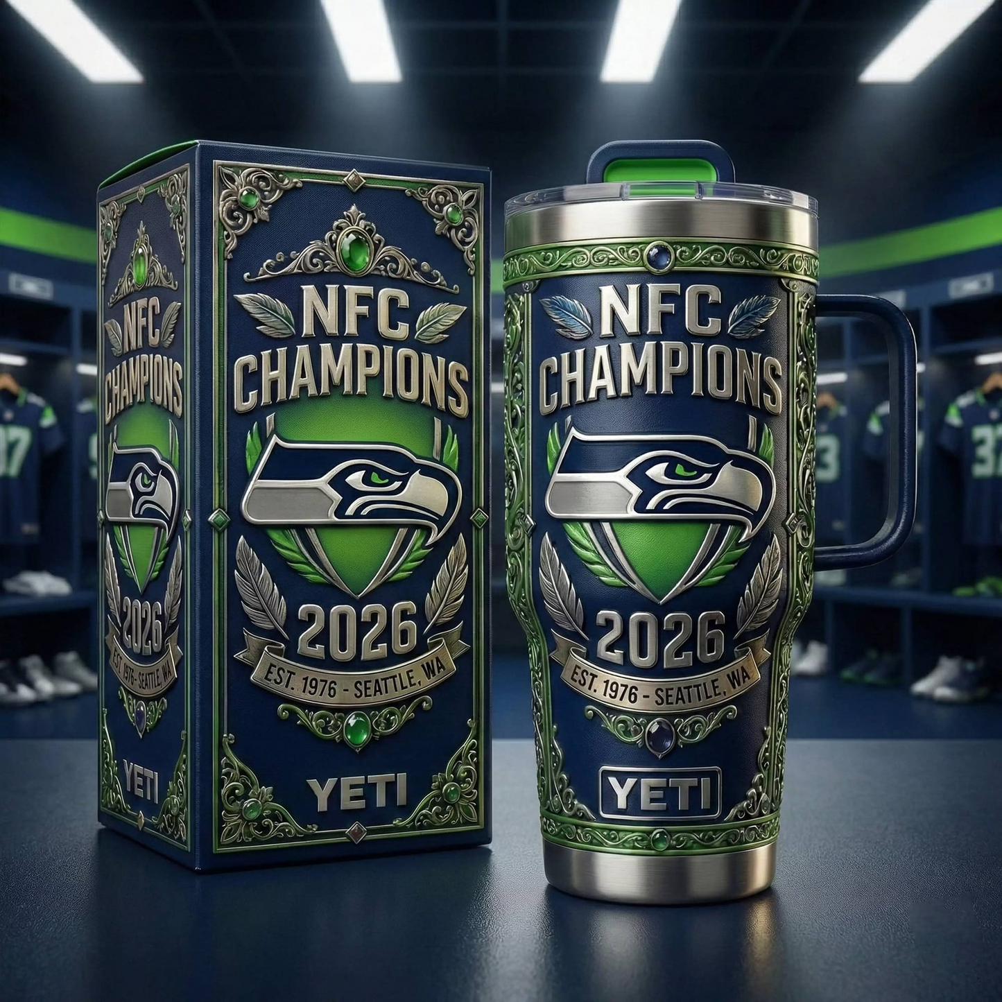 Premium NFL SEA Champions HANDLE TUMBLER V1 NMD TTV
